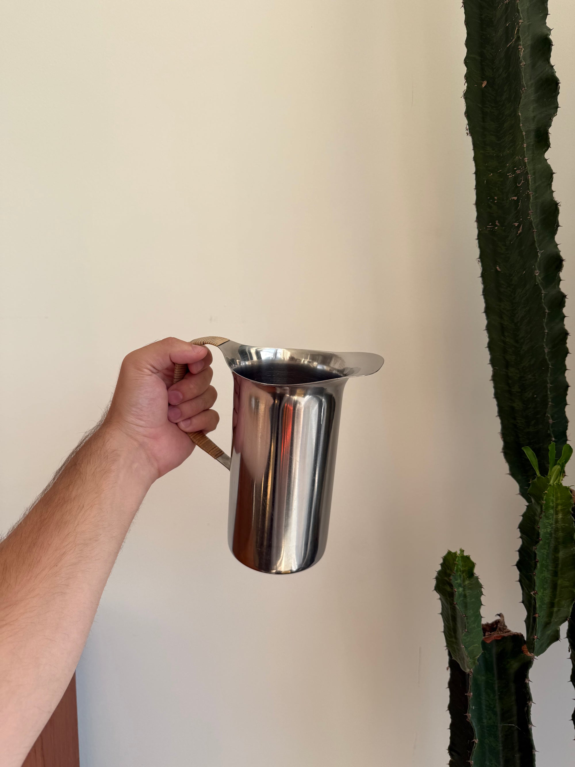Stainless Steel and Rattan Pitcher by DANA DFA Denmark