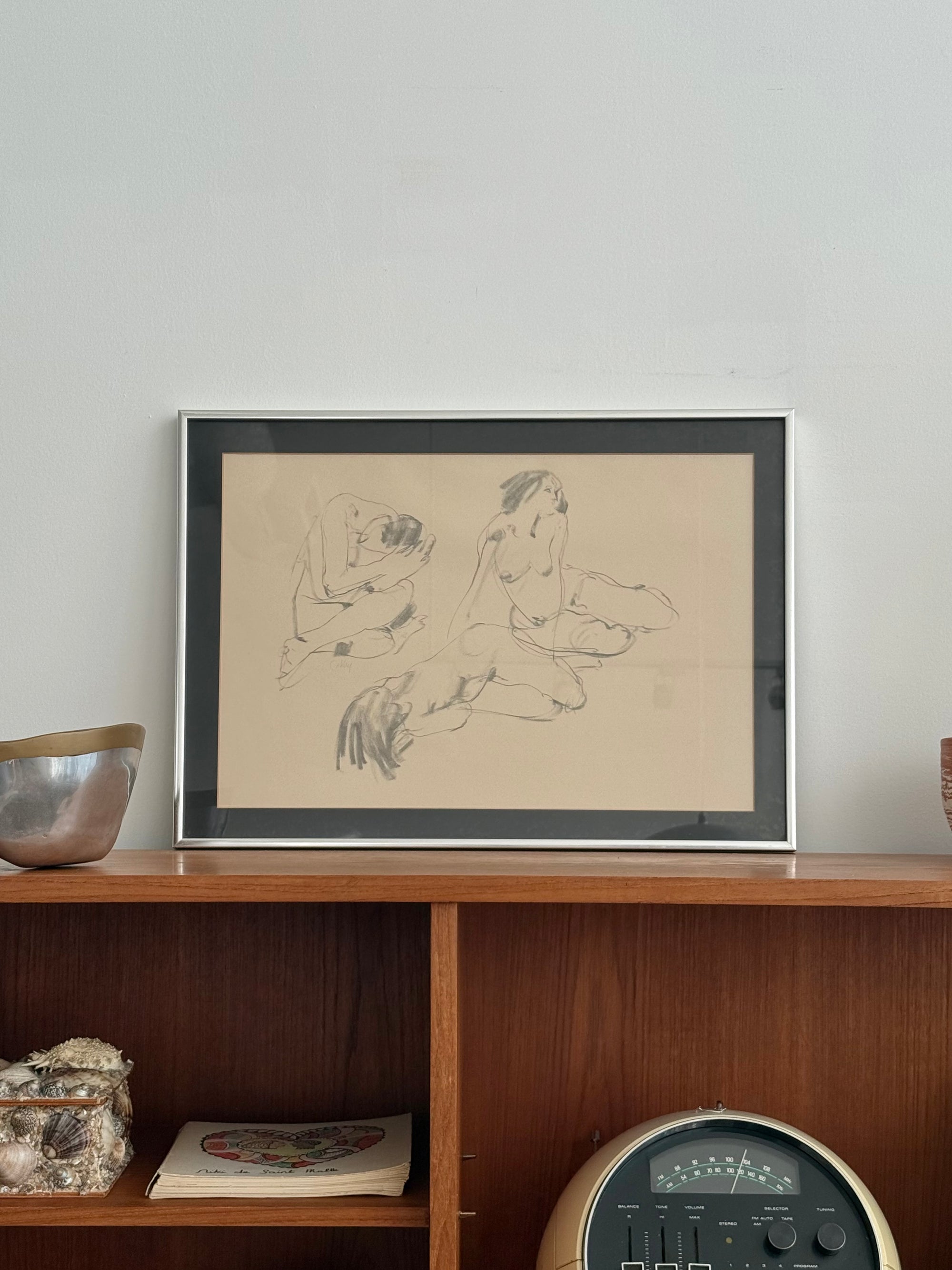 Figure Sketch Print by “Oakley” c.1970