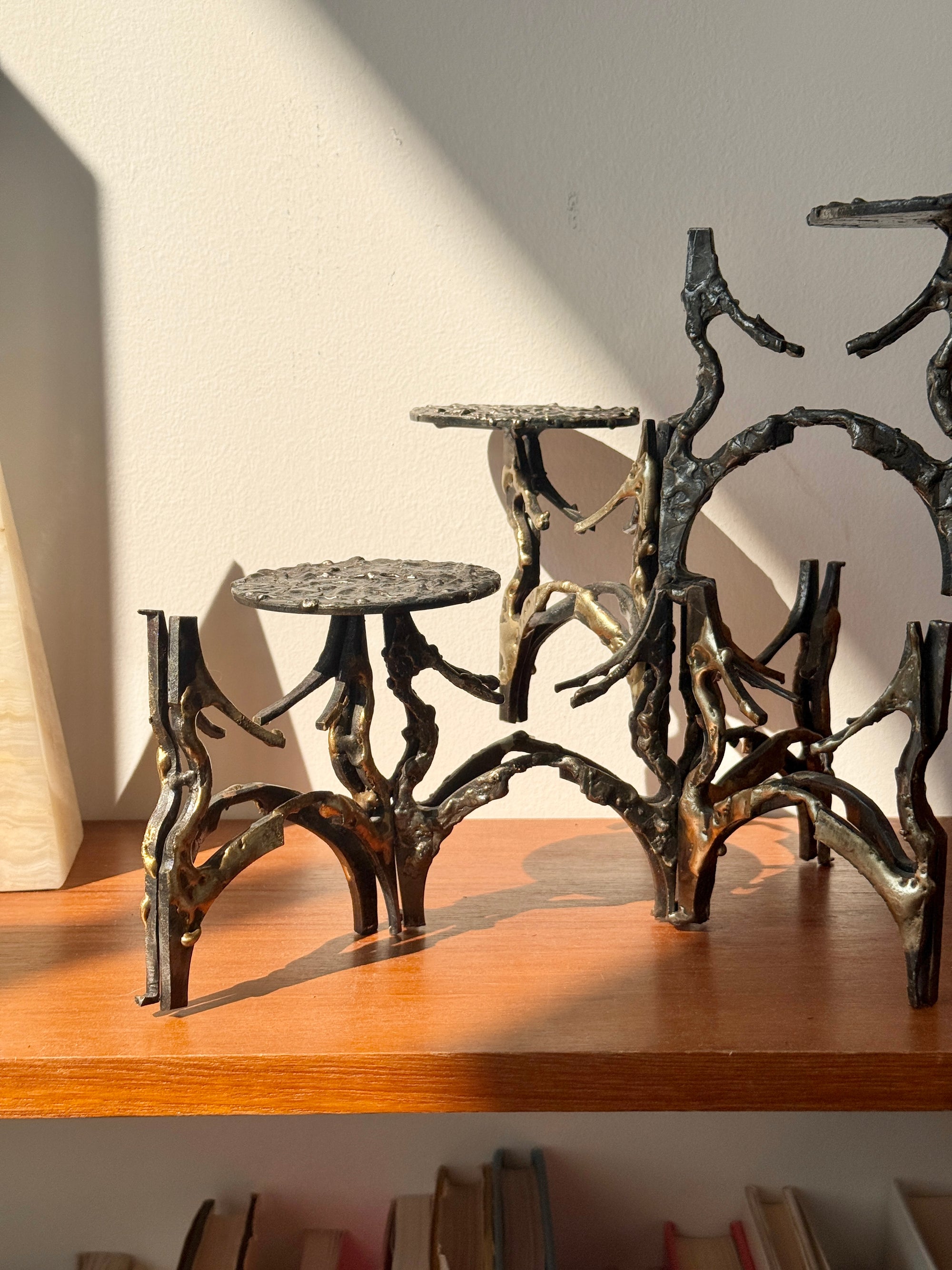 Brutalist Torch Welded Candelabra
