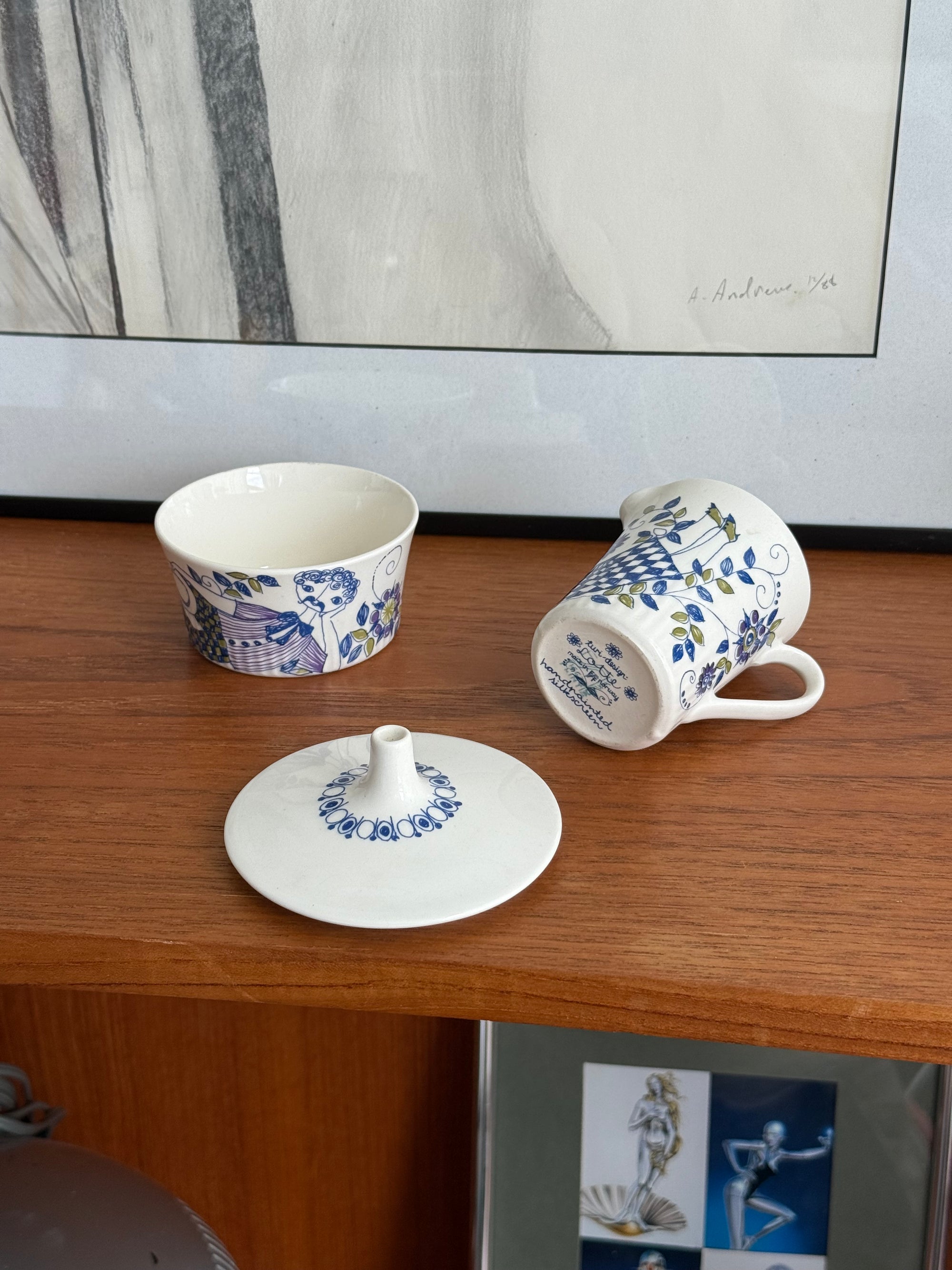 Figjo Lotte Cream and Sugar Dish by Turi Oliver c.1970