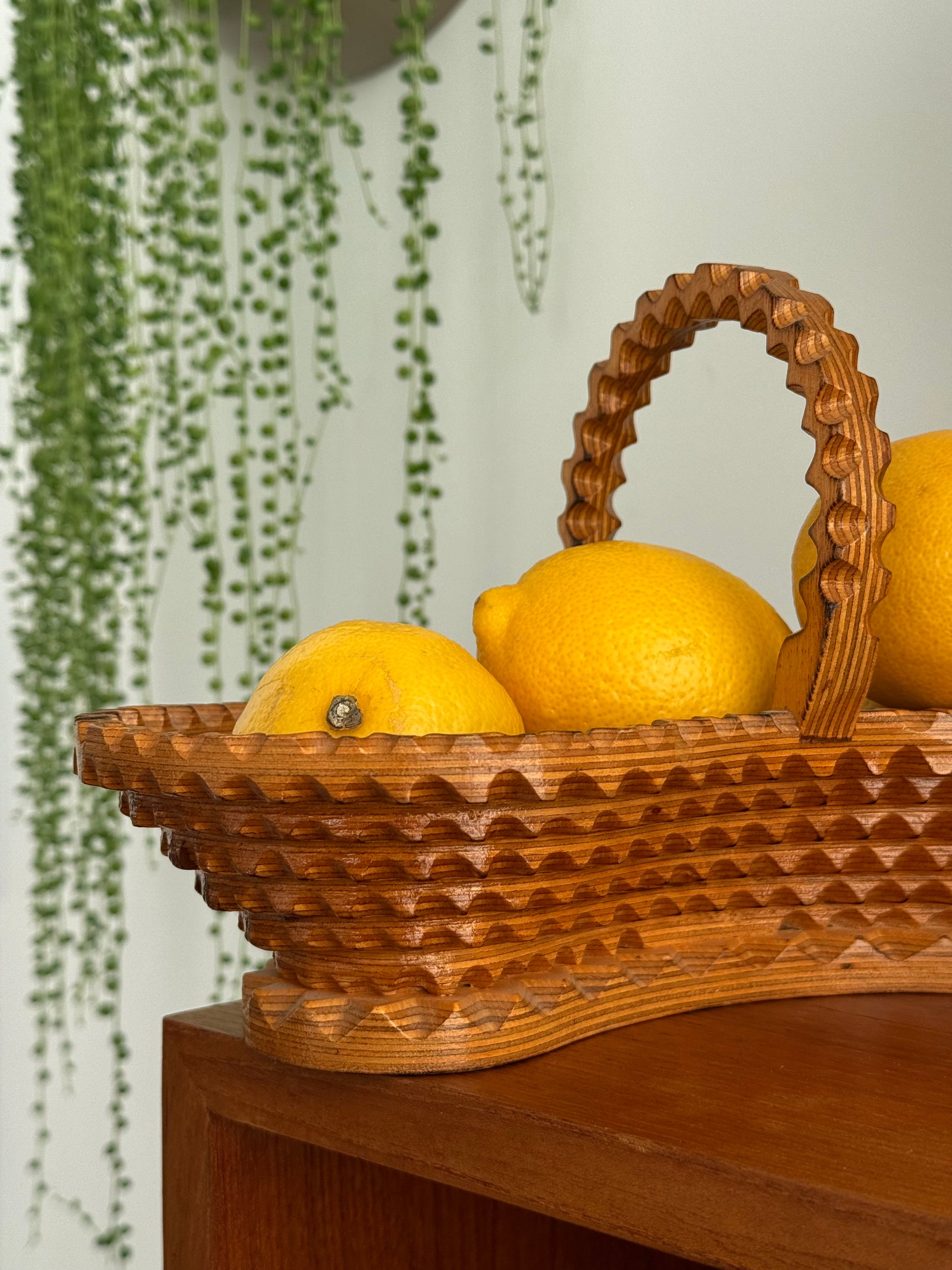 Tramp Art Style Wooden Basket