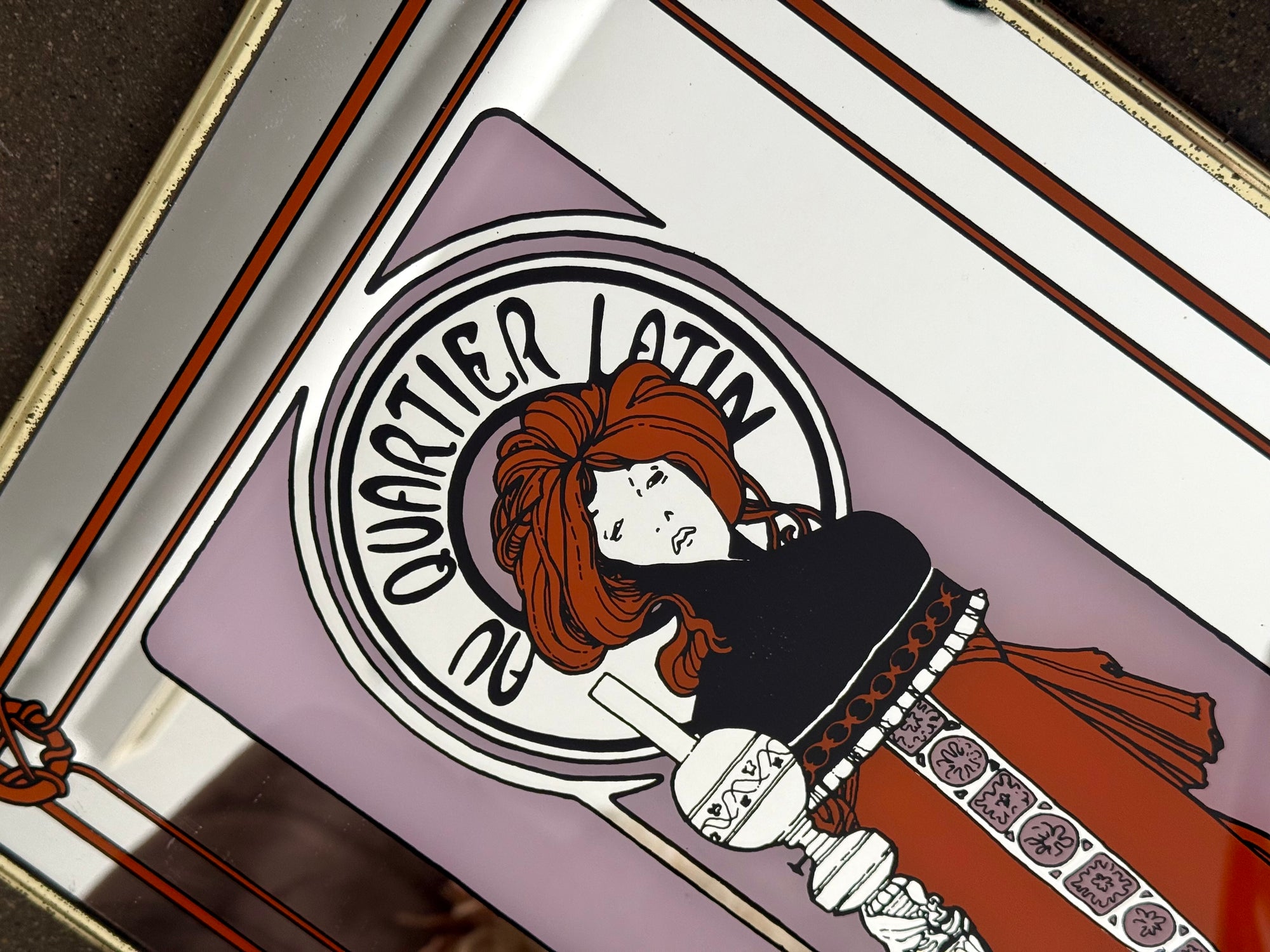 Alphonse Muchas Nouveau Inspired Mirror c.1970