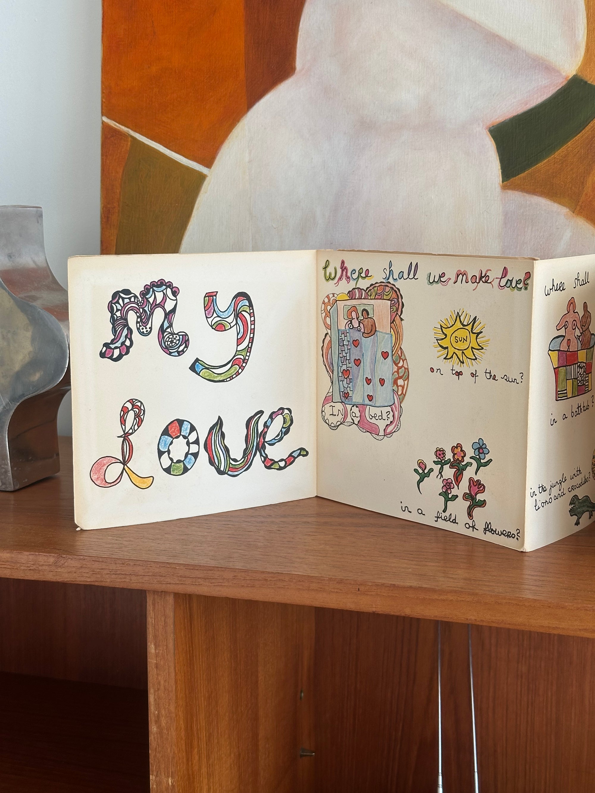 My Love Where Shall We Make Love Lithograph Accordian Book by Niki de Saint Phalle c. 1971