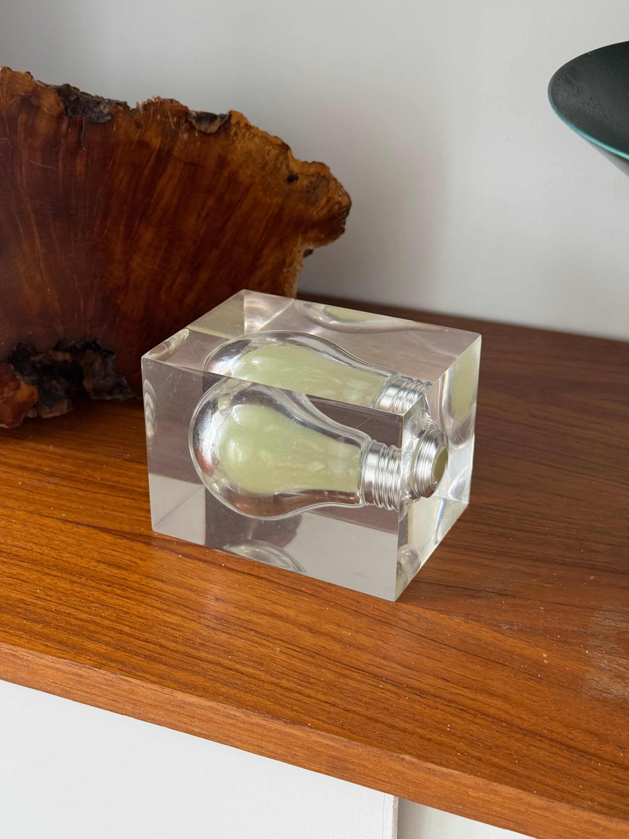 Lucite Encased Glow in the Dark Lightbulb by Pierre Giraudon