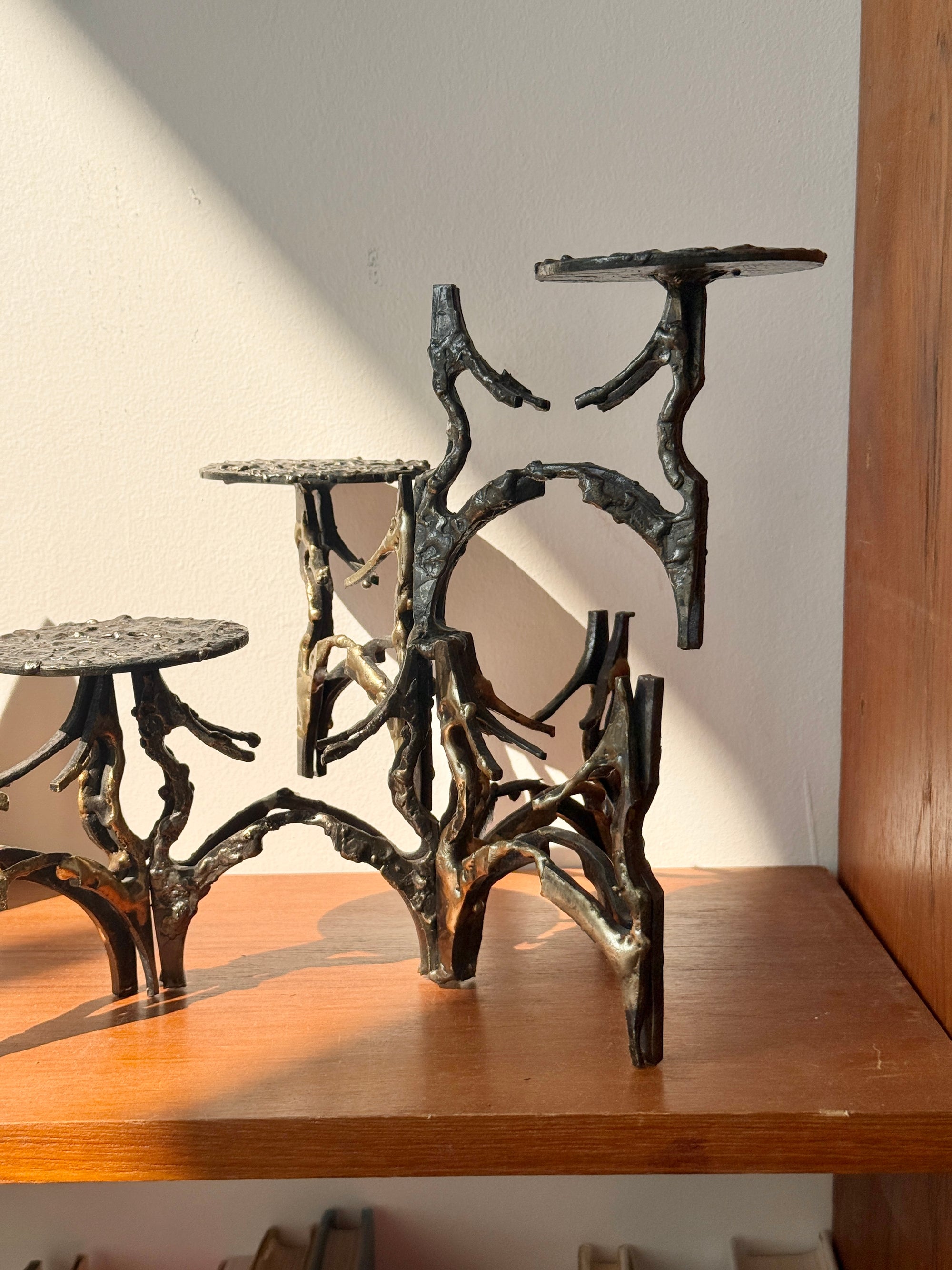 Brutalist Torch Welded Candelabra