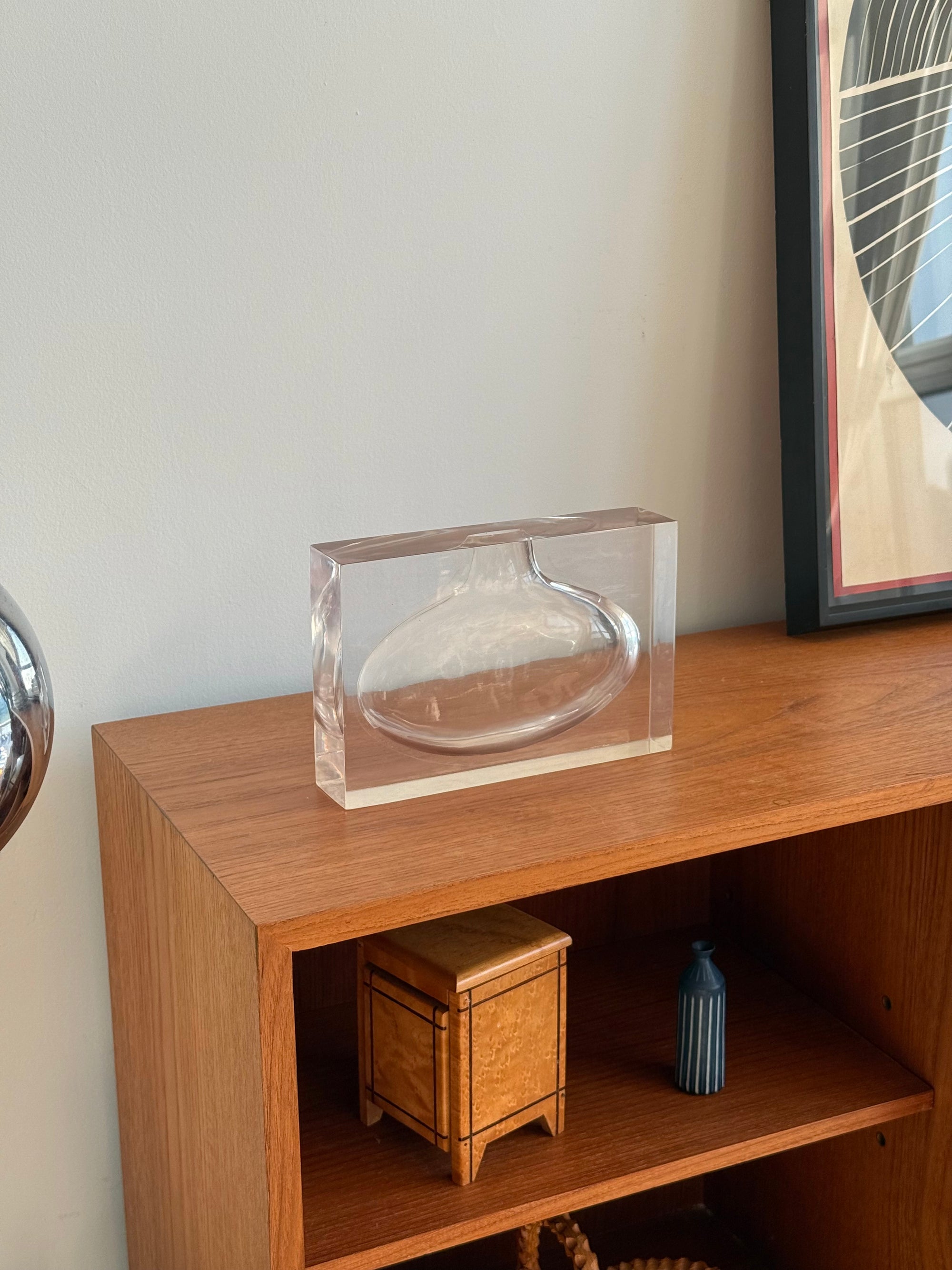 Lucite Block Vase c.1980