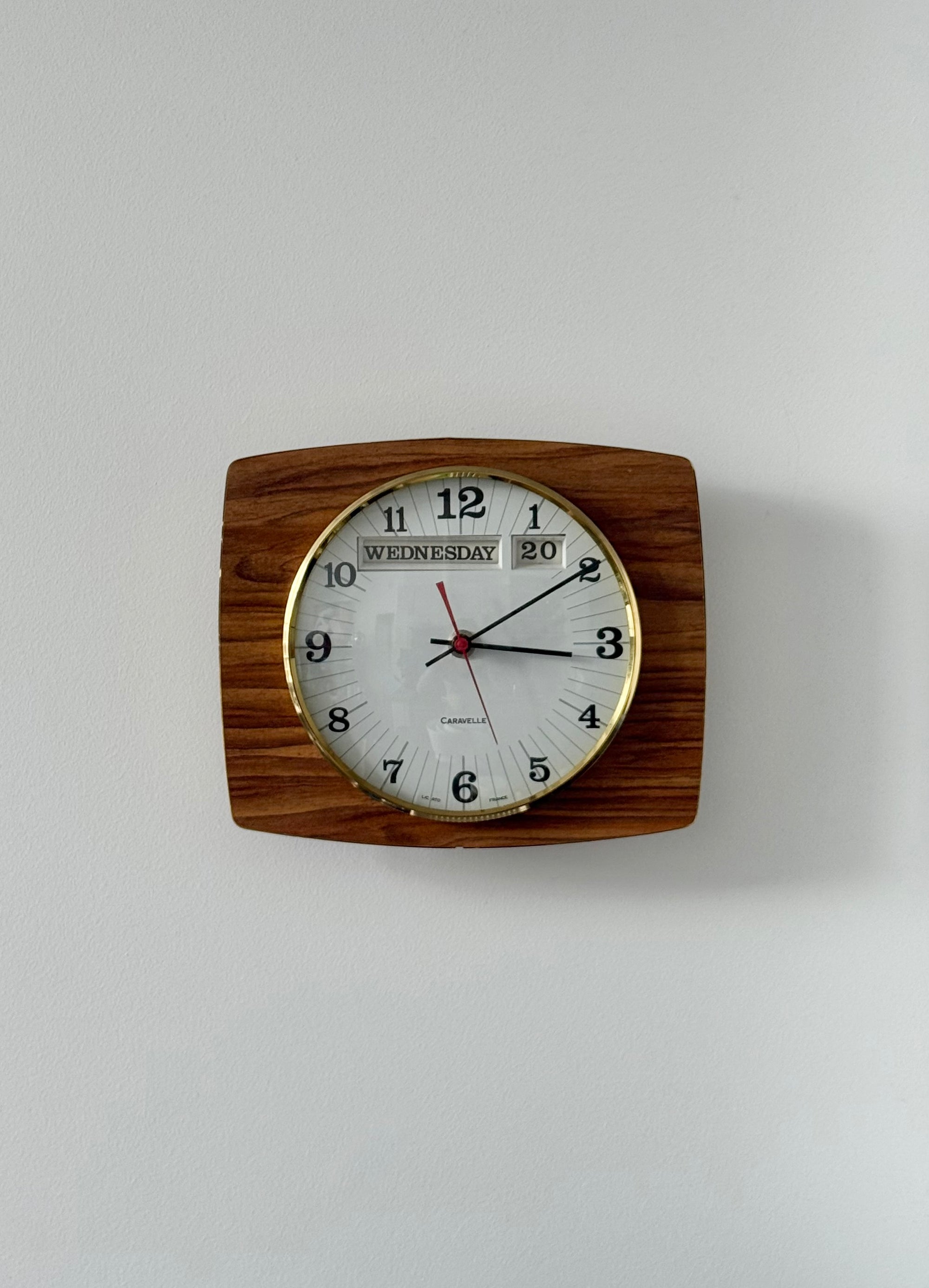 Wall Clock with Flip Calendar by Caravelle c.1970