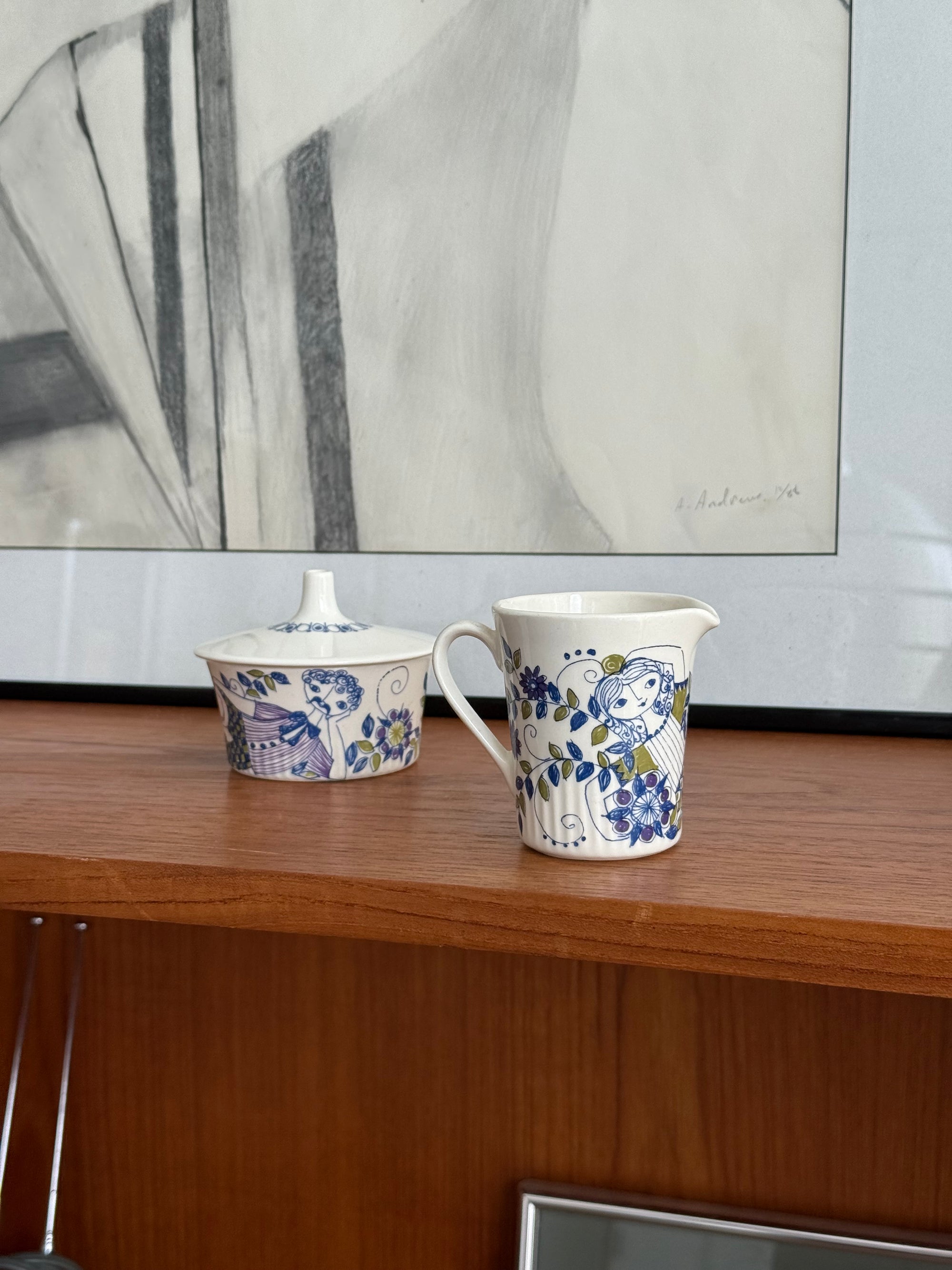 Figjo Lotte Cream and Sugar Dish by Turi Oliver c.1970