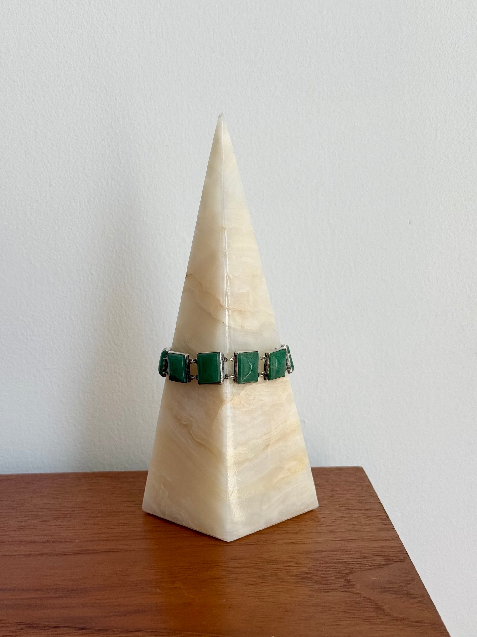 Sterling Silver Bracelet with Aventurine Quartz c.1950