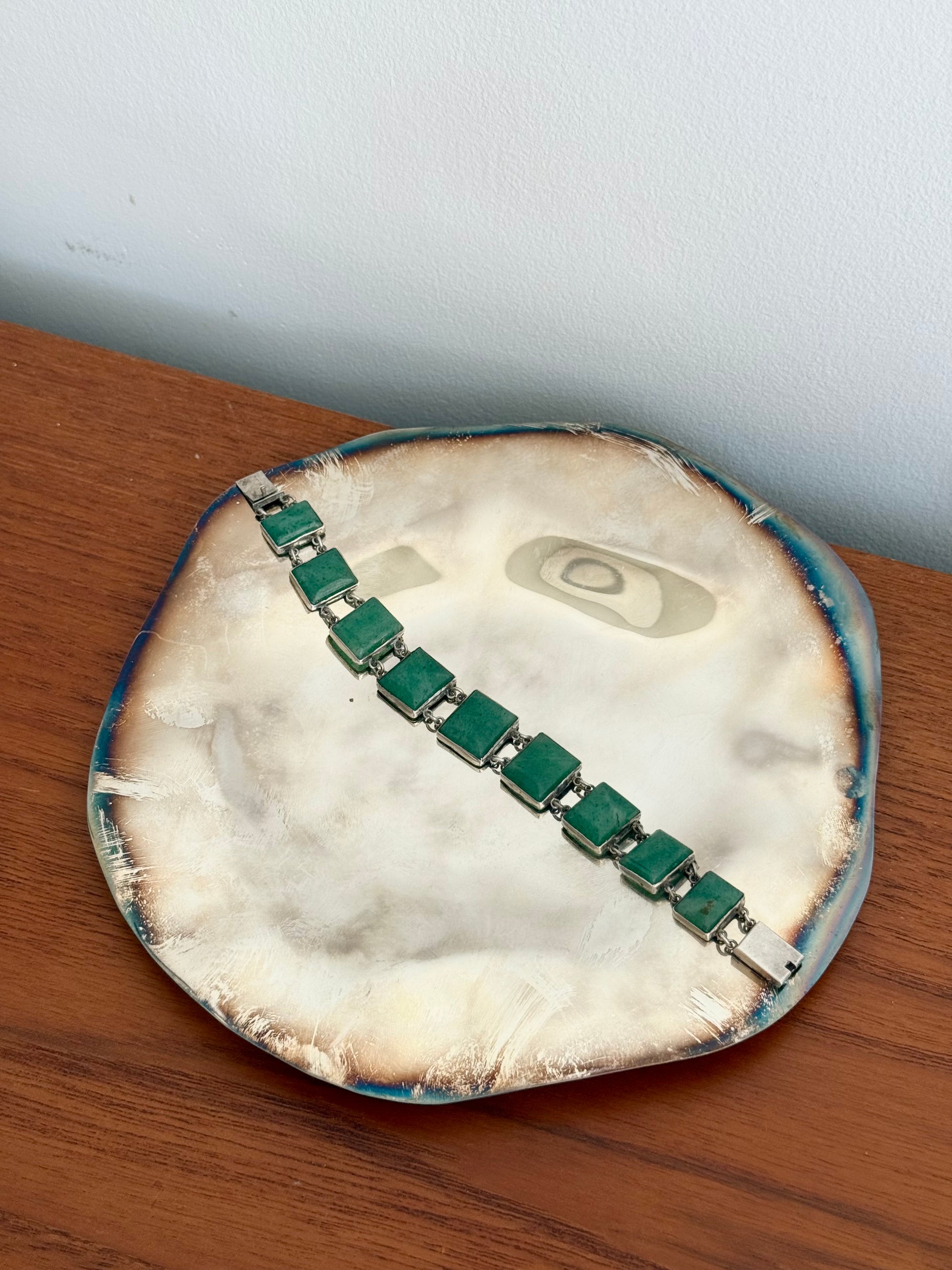 Sterling Silver Bracelet with Aventurine Quartz c.1950