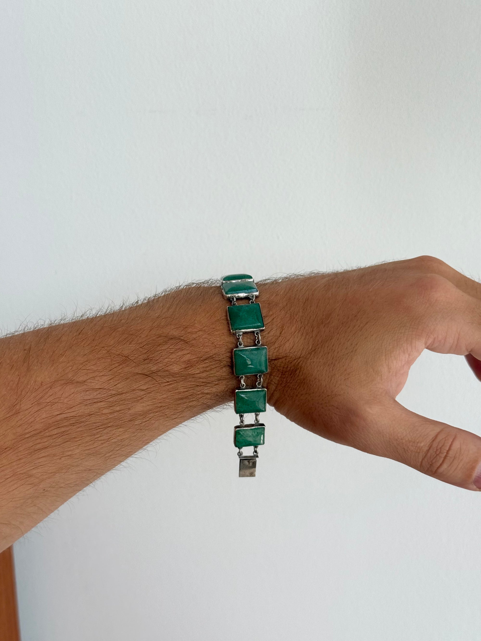 Sterling Silver Bracelet with Aventurine Quartz c.1950