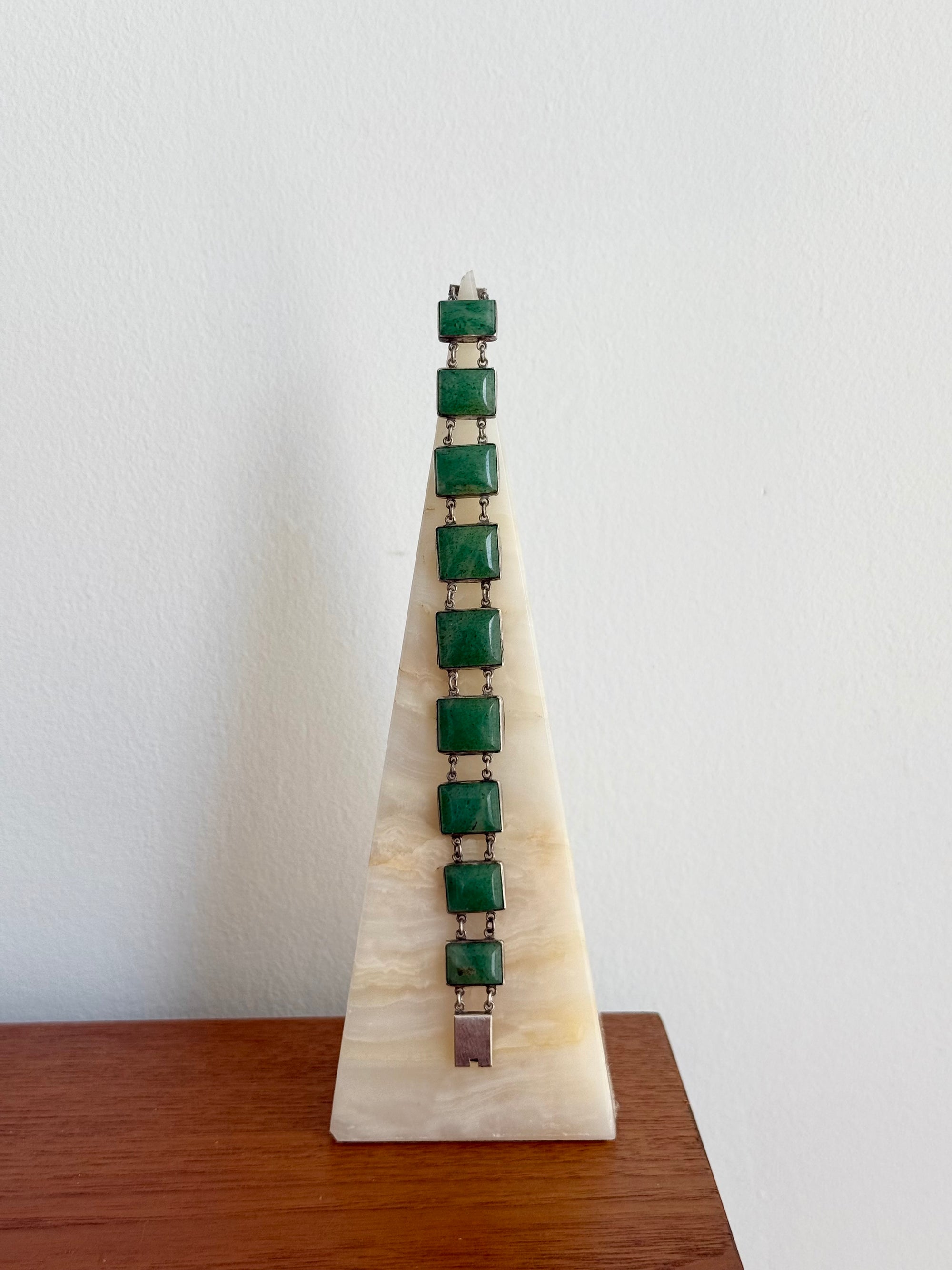 Sterling Silver Bracelet with Aventurine Quartz c.1950