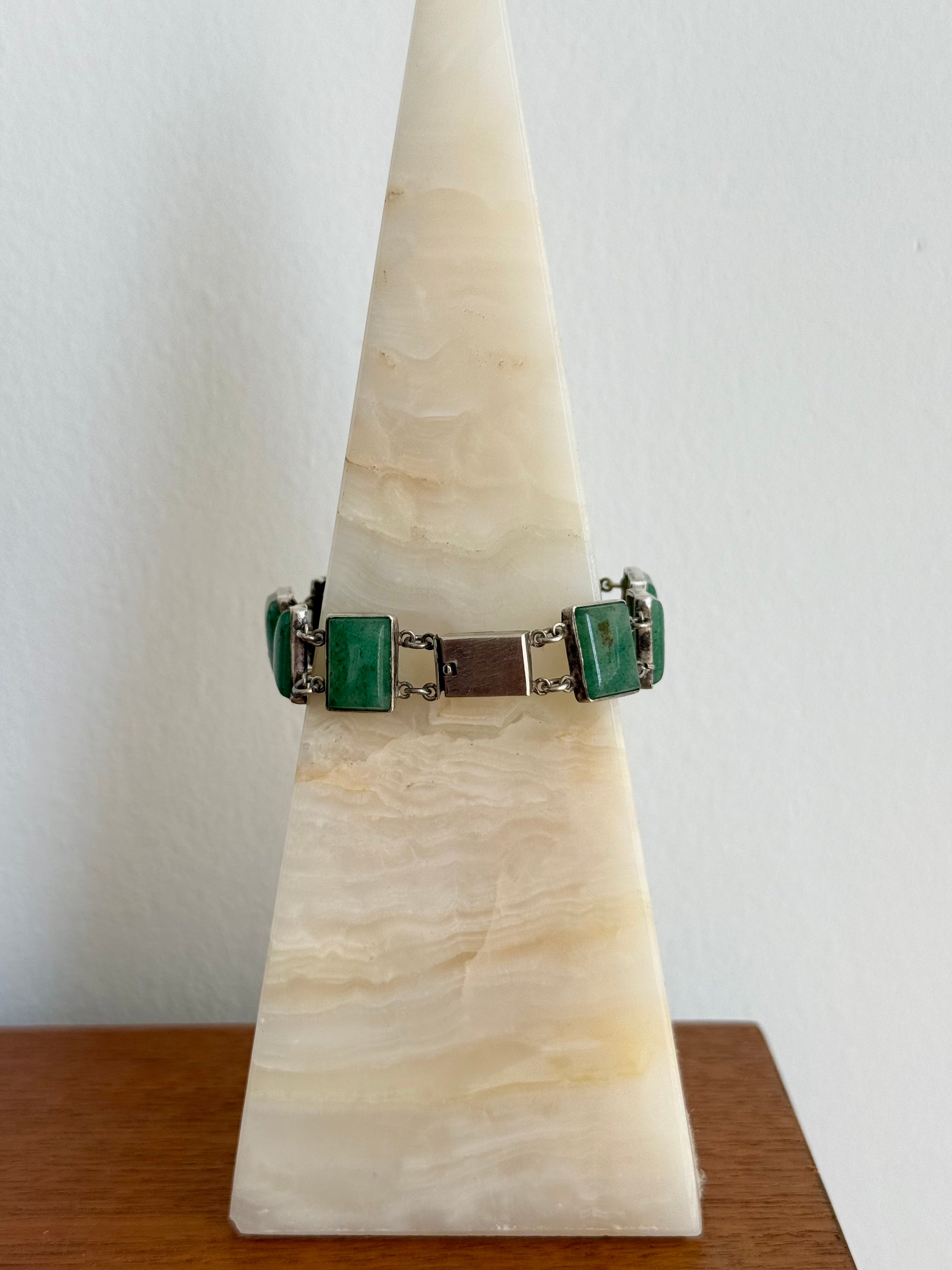 Sterling Silver Bracelet with Aventurine Quartz c.1950
