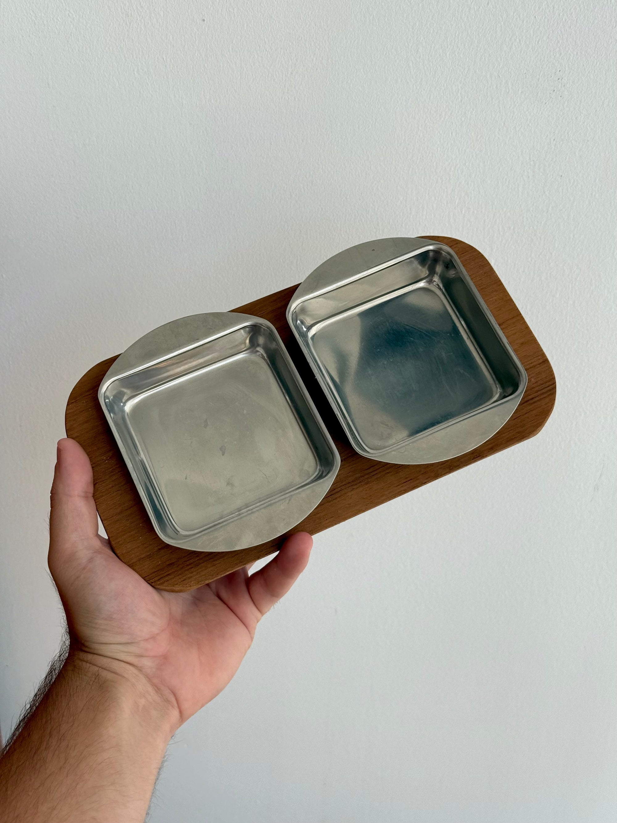 Teak and Stainless Serving Dish made in Denmark c.1970