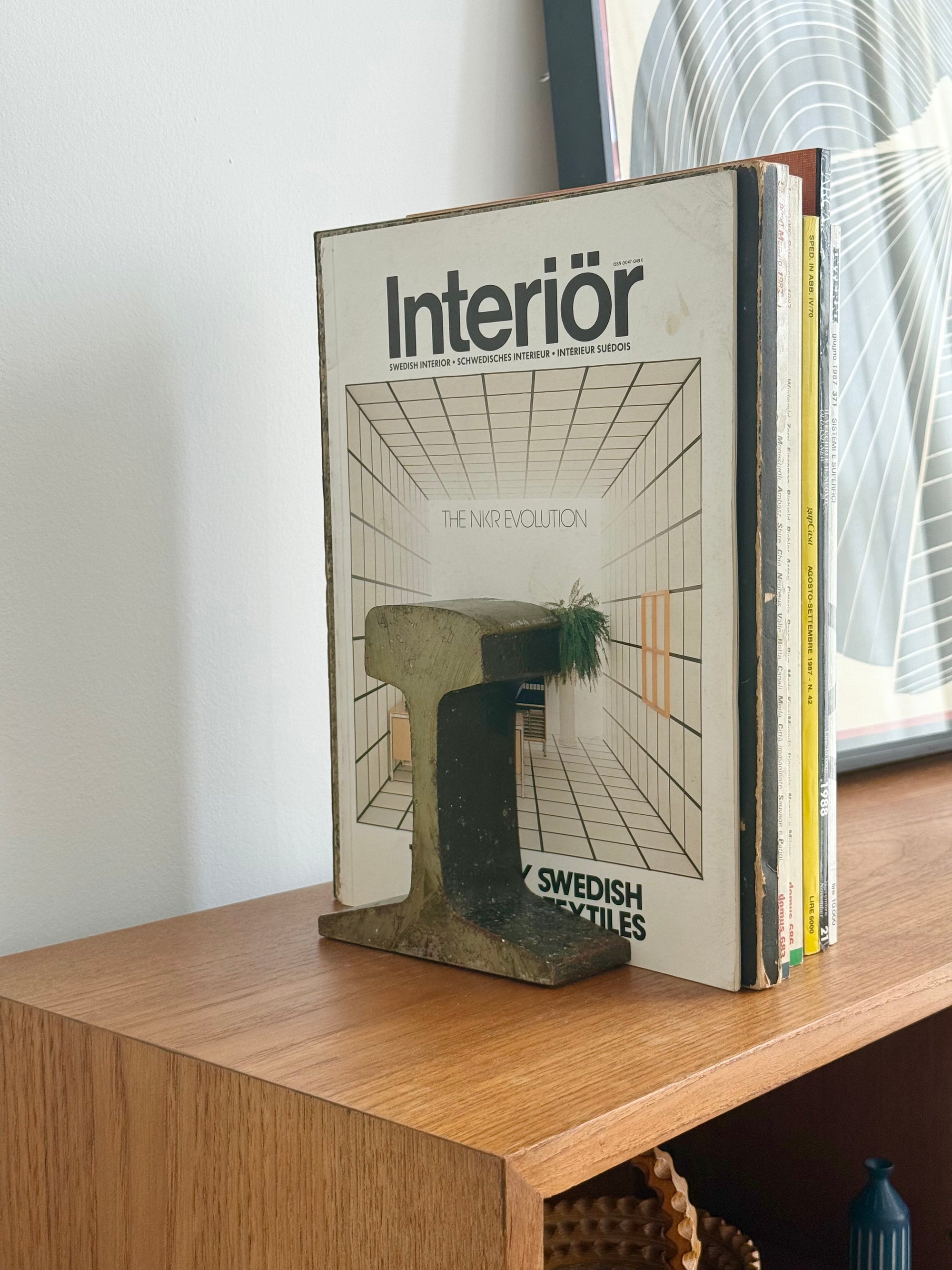 Solid Steel Train Track Bookends c.1970