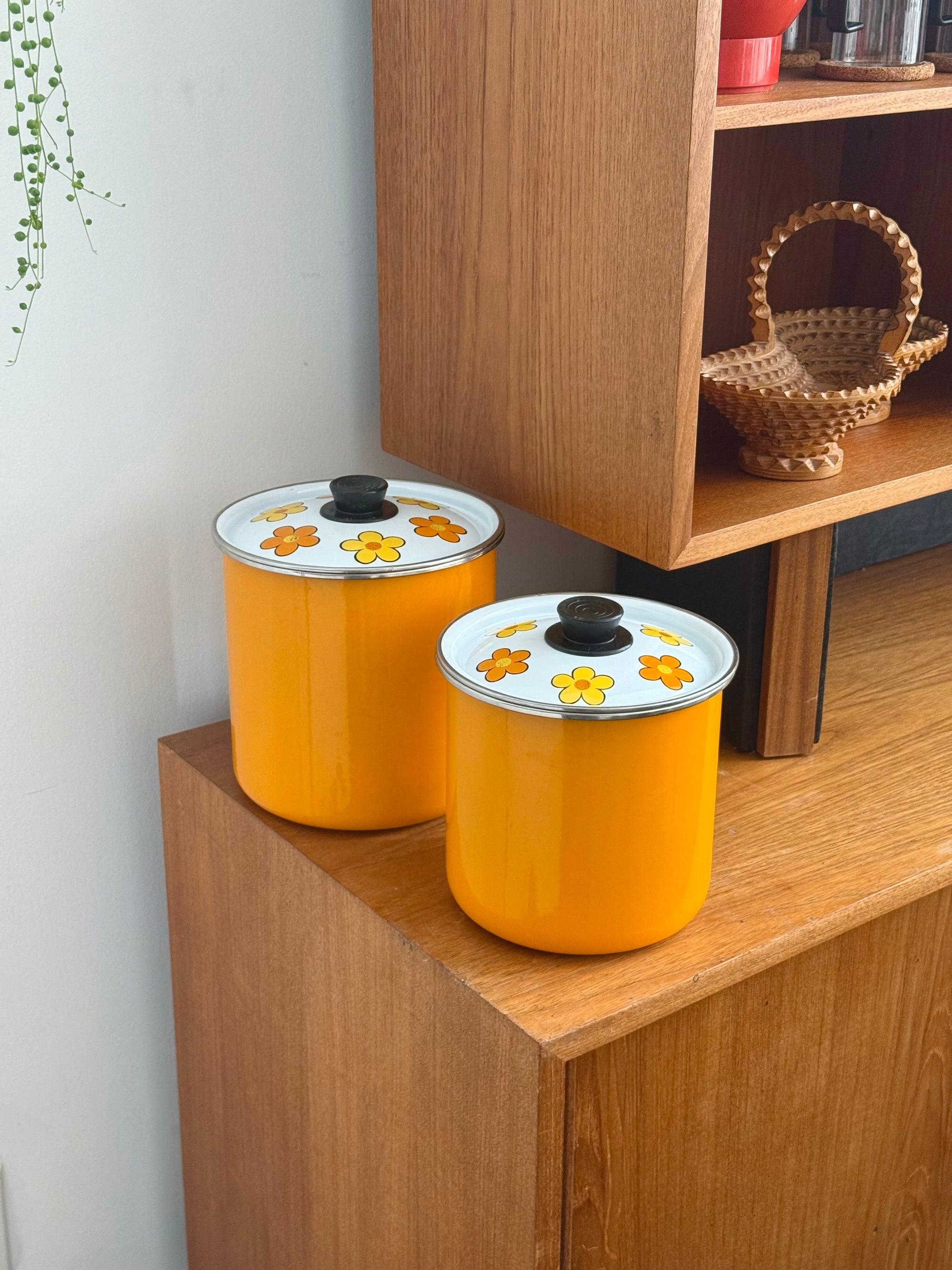 Enamel Floral Canister Set c.1970
