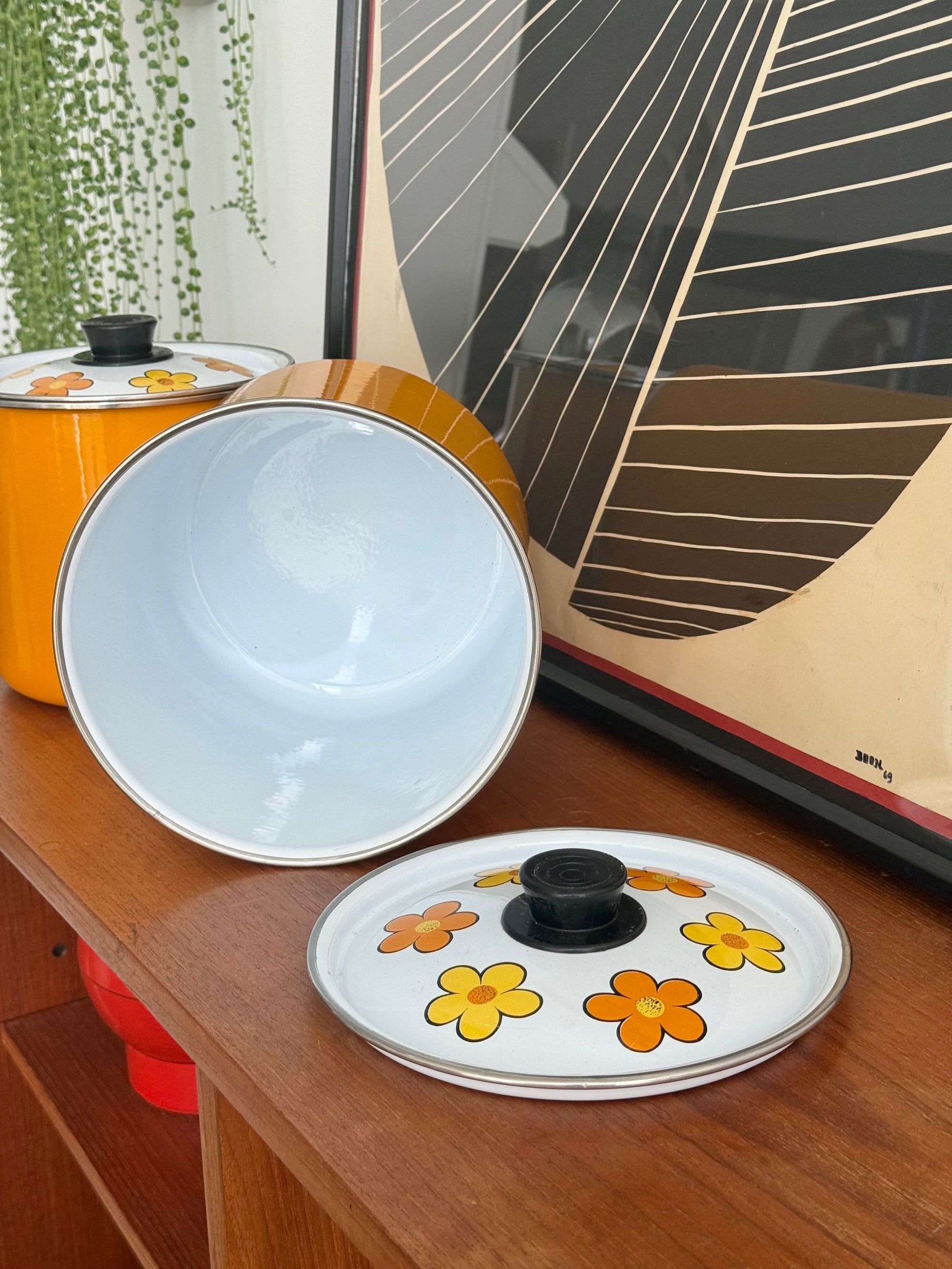 Enamel Floral Canister Set c.1970