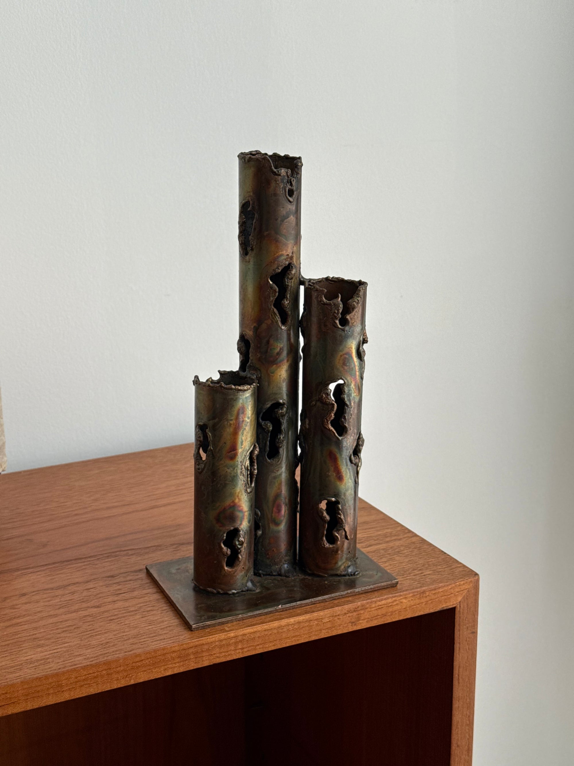 Brutalist Torch Cut Vase Sculpture c.1960
