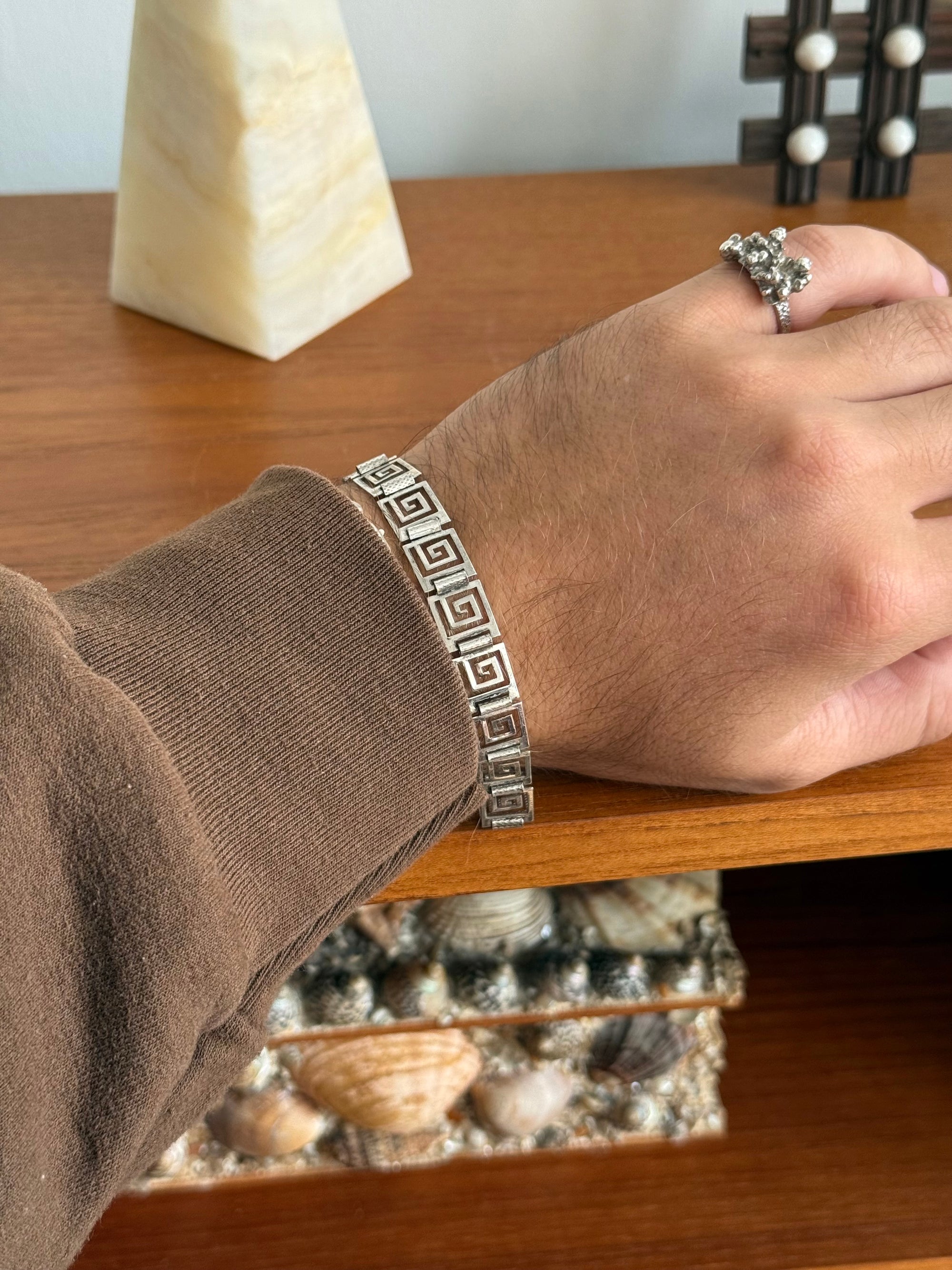 Sterling 925 Bracelet with Square Spiral Motif