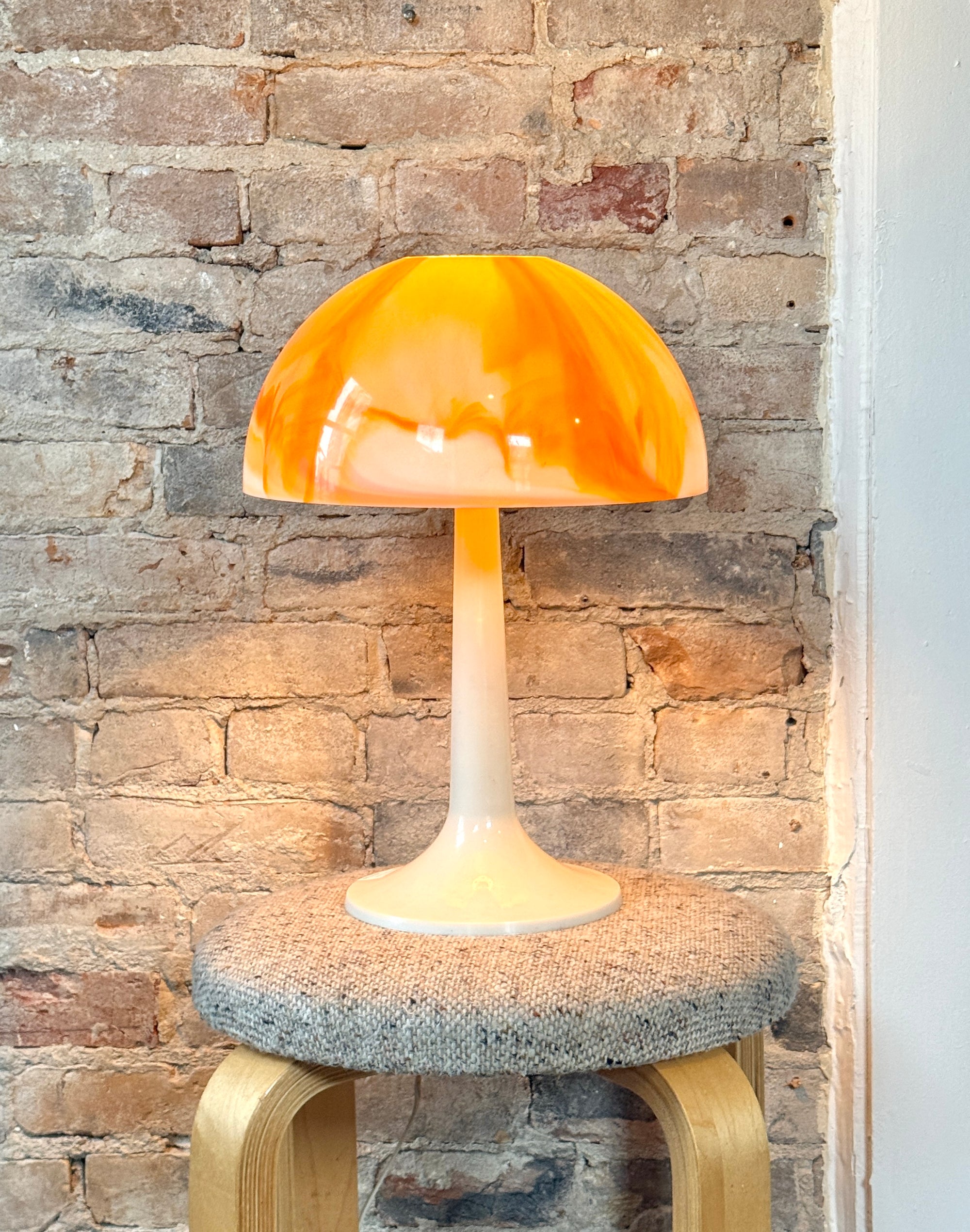 Marbled Orange Gilbert Softlite Mushroom Lamp c.1970