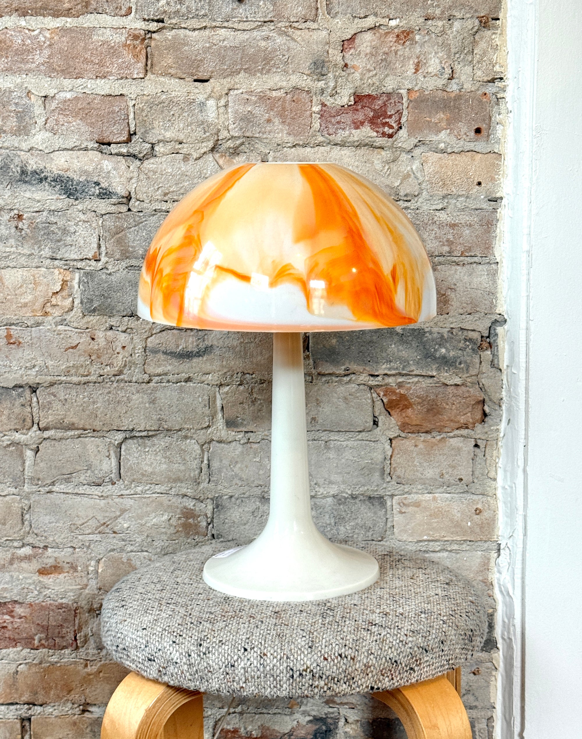 Marbled Orange Gilbert Softlite Mushroom Lamp c.1970