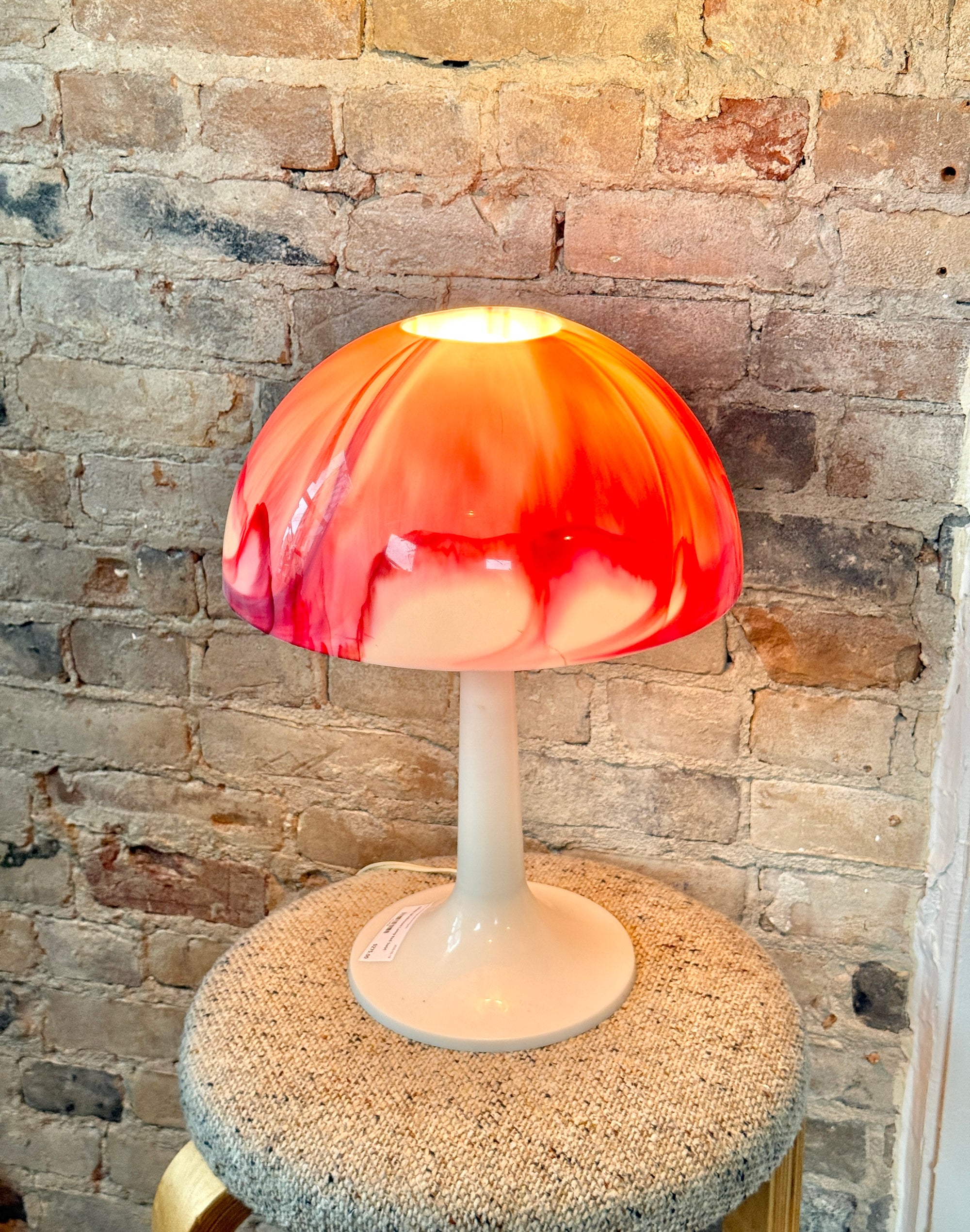 Marbled Red/Pink Gilbert Softlite Mushroom Lamp c.1970