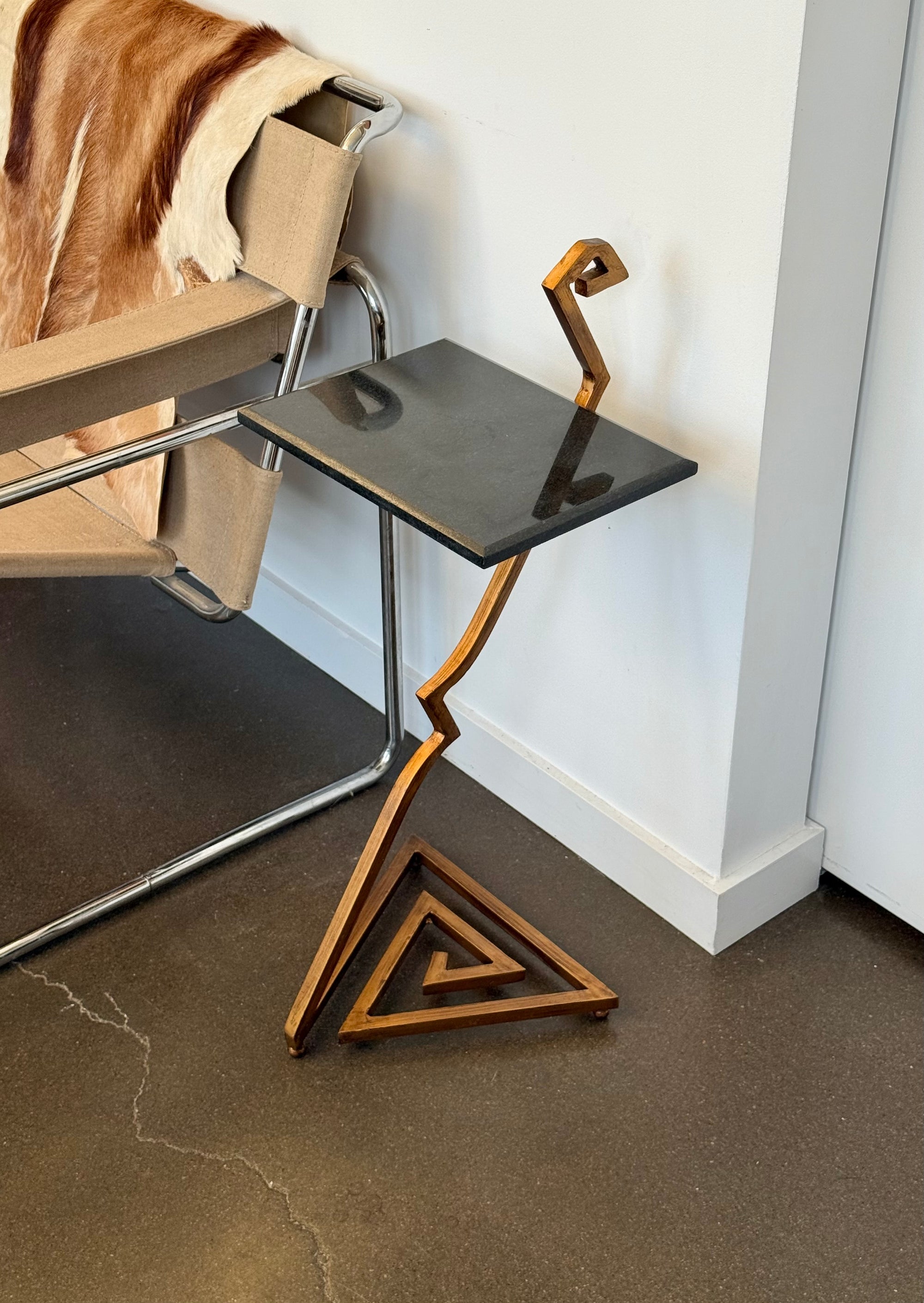 Zigzag Side Table Steel and Granite c.1980