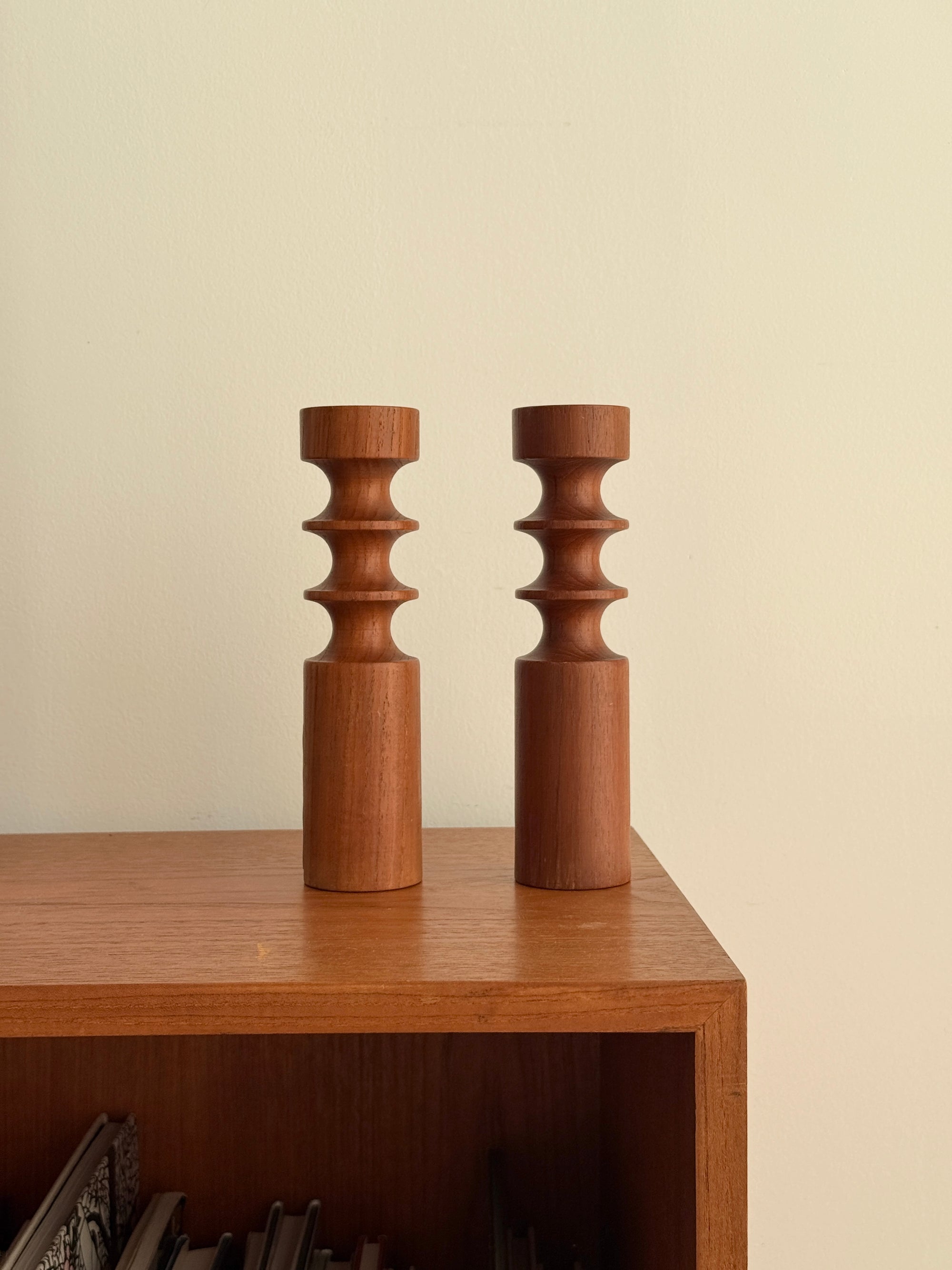Teak Candlesticks Pair c.1960