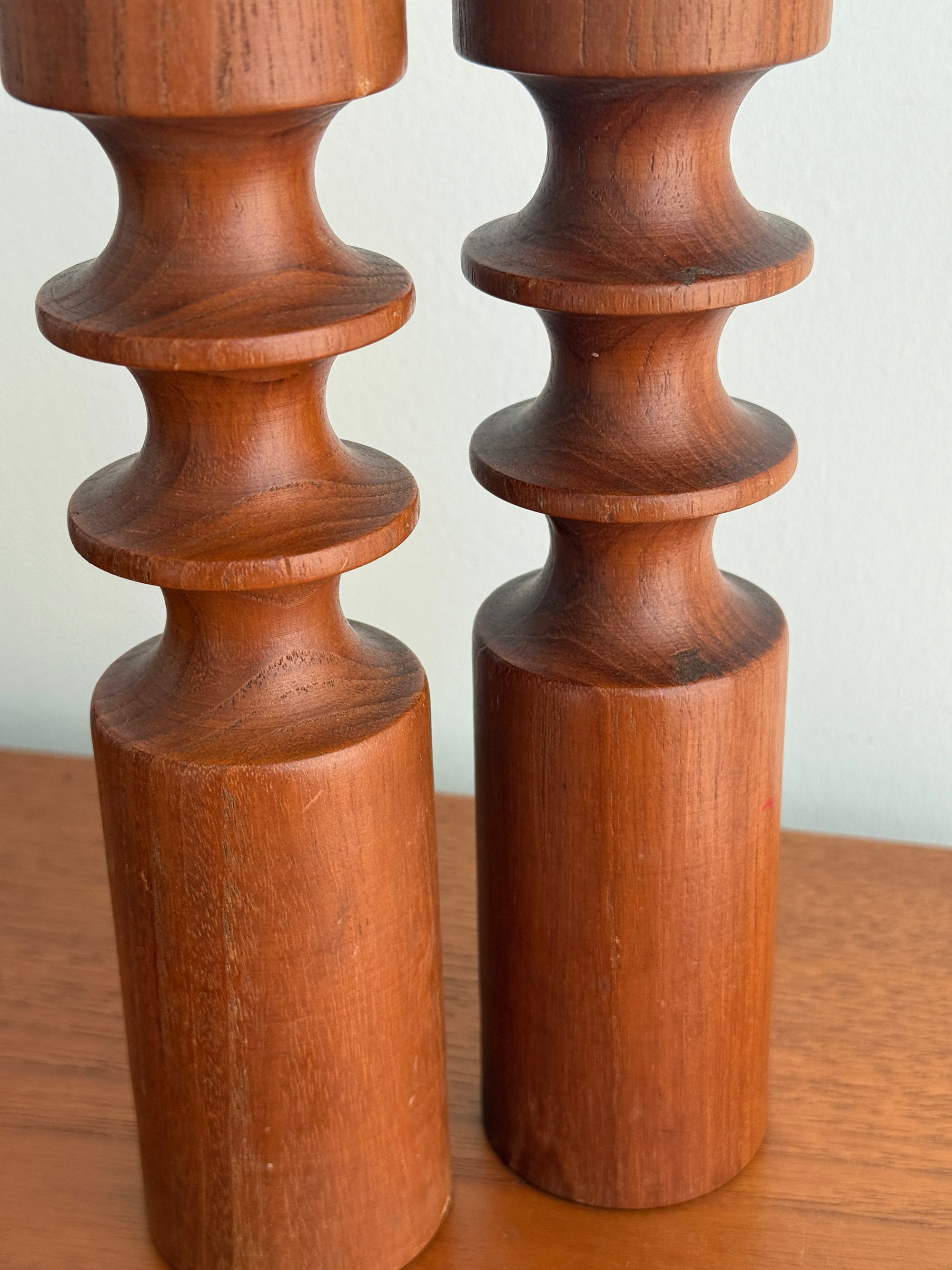 Teak Candlesticks Pair c.1960