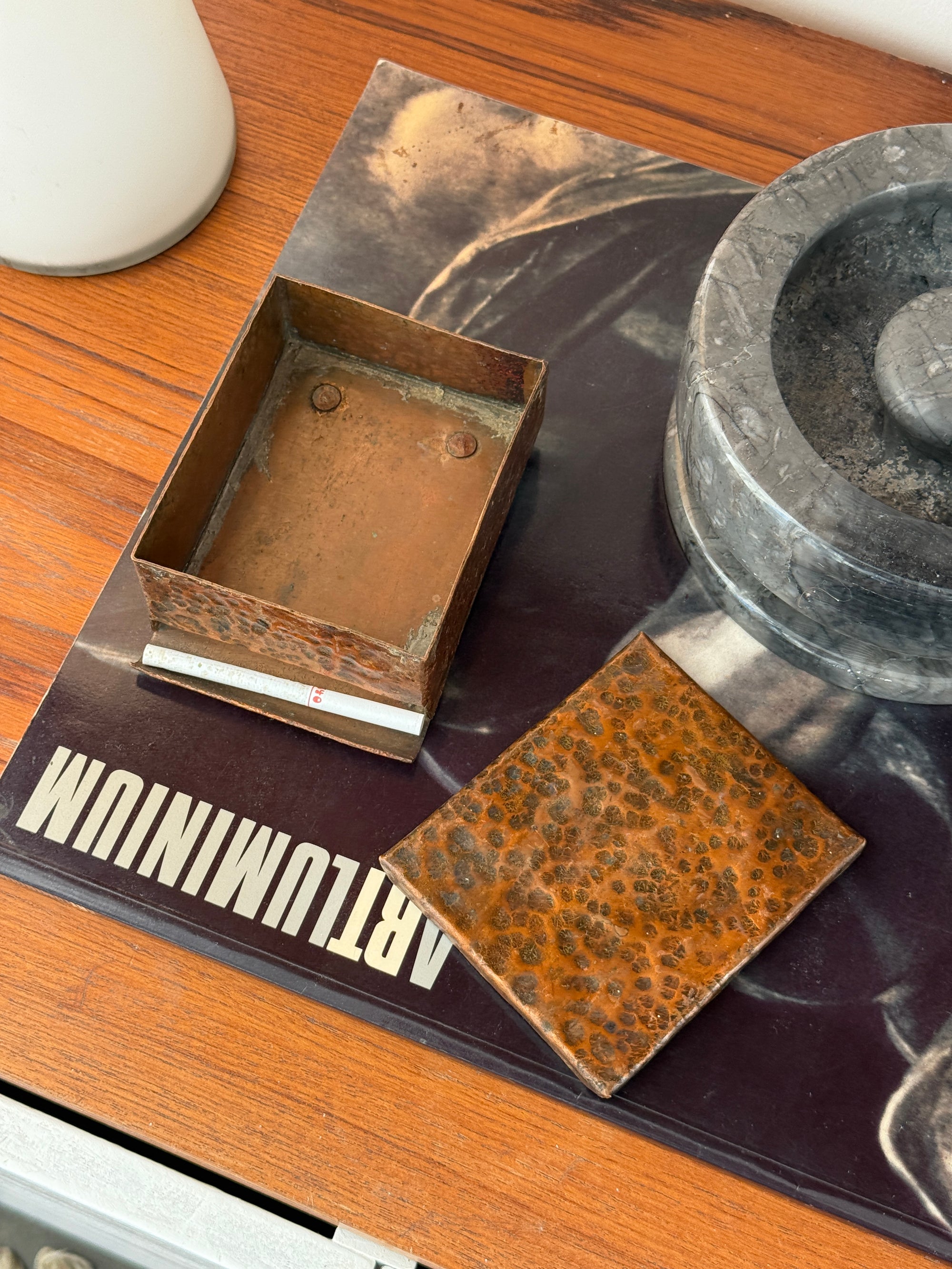 Arts and Crafts Hammered Copper Cigarette Dispenser c.1910