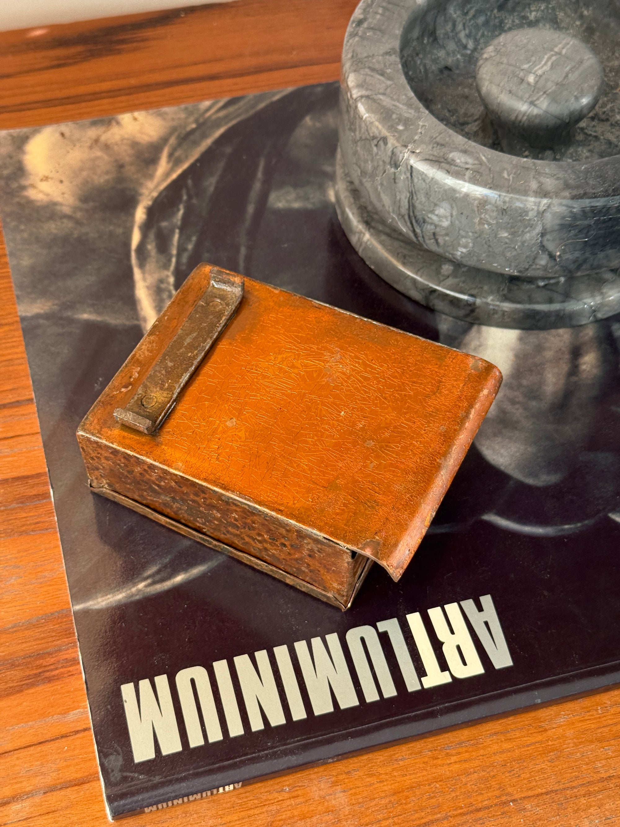 Arts and Crafts Hammered Copper Cigarette Dispenser c.1910