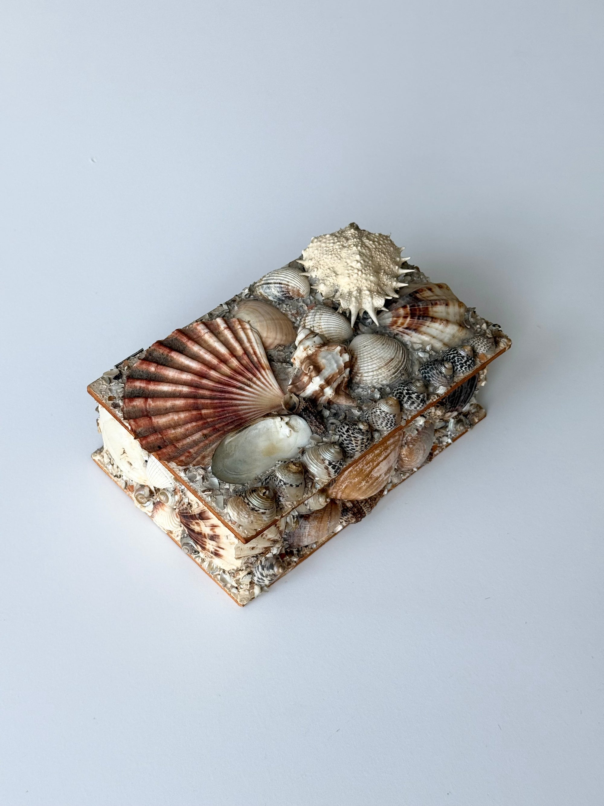 Tramp Art Seashell Box c. Early 20th Century