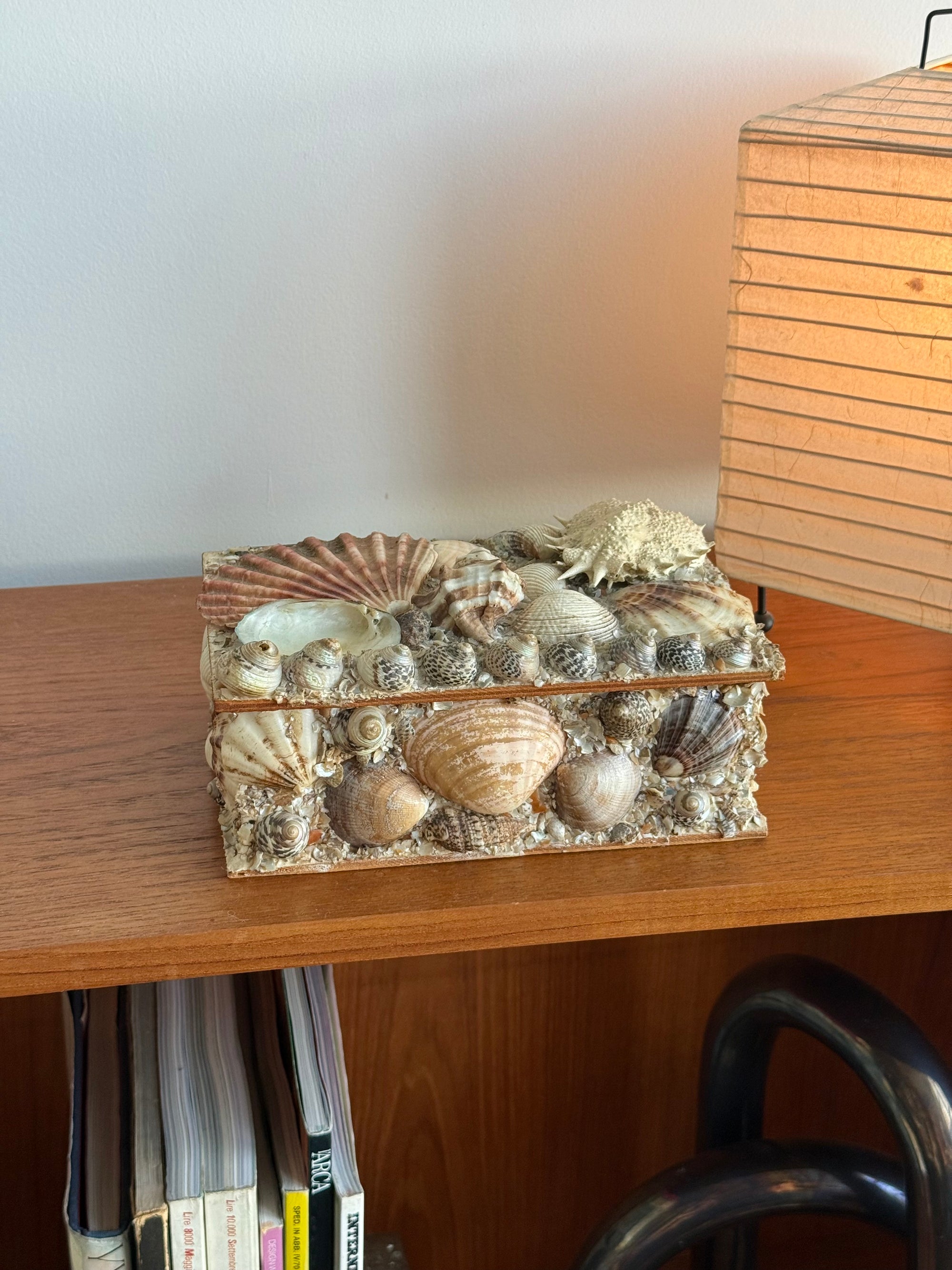 Tramp Art Seashell Box c. Early 20th Century