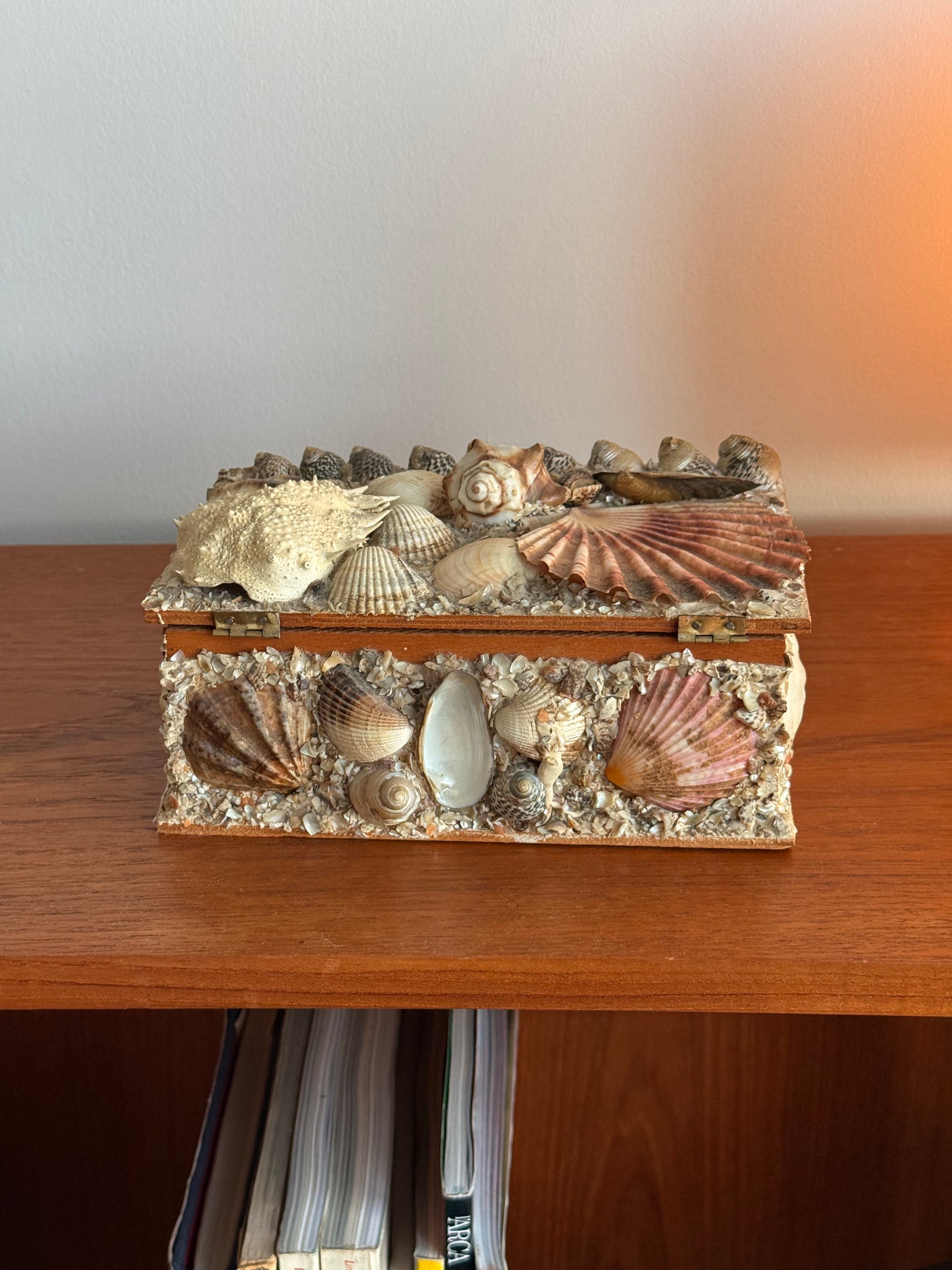 Tramp Art Seashell Box c. Early 20th Century