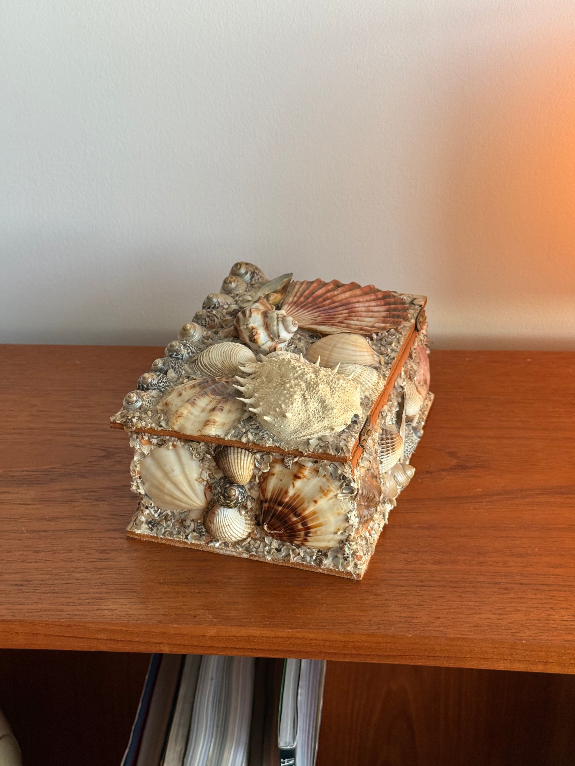 Tramp Art Seashell Box c. Early 20th Century