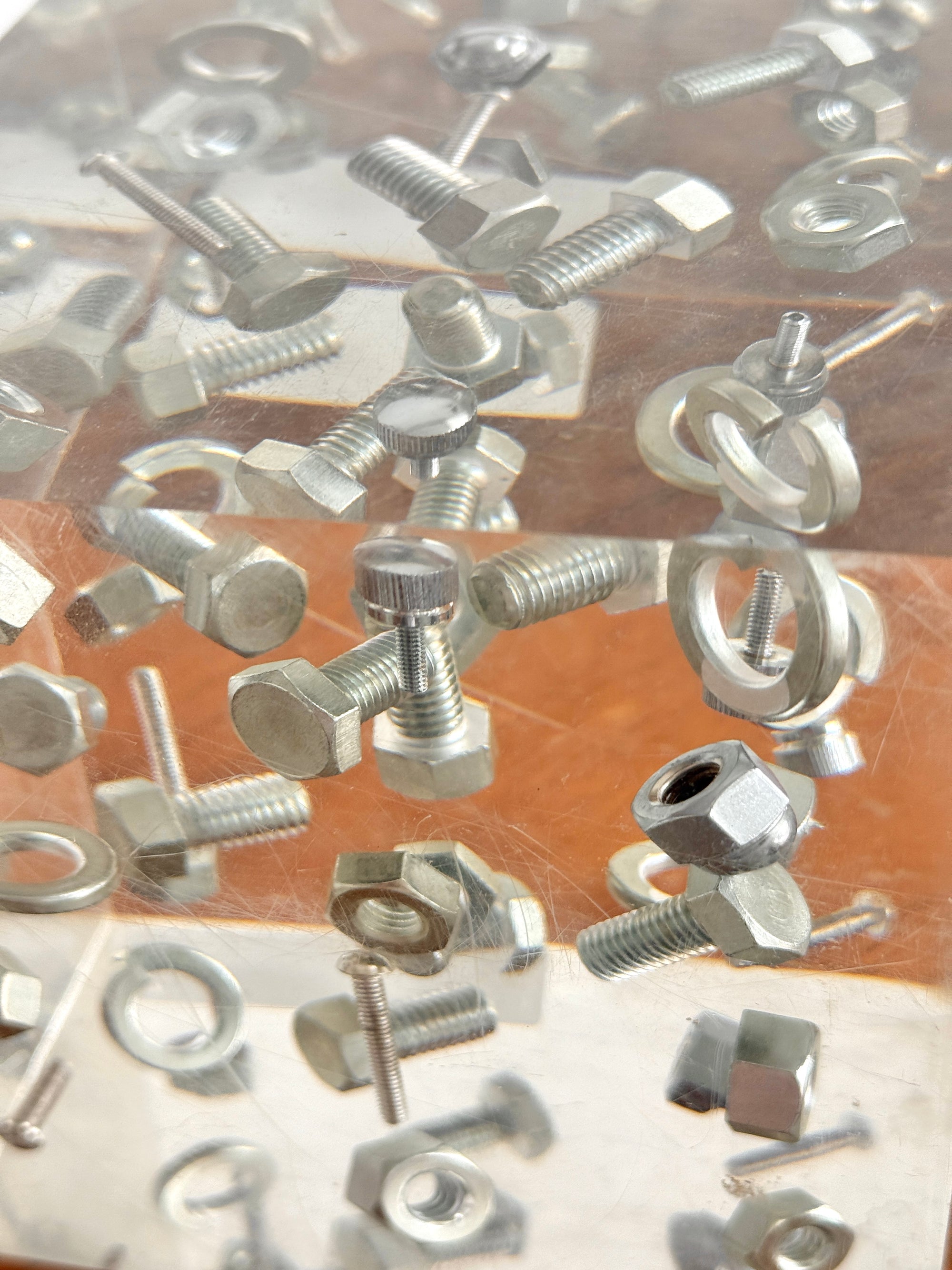 Lucite Encased Hardware Cube c.1970