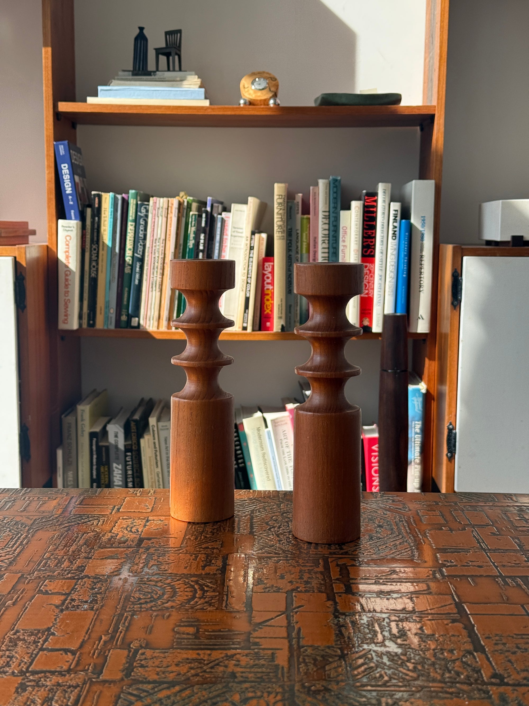 Teak Candlesticks Pair c.1960