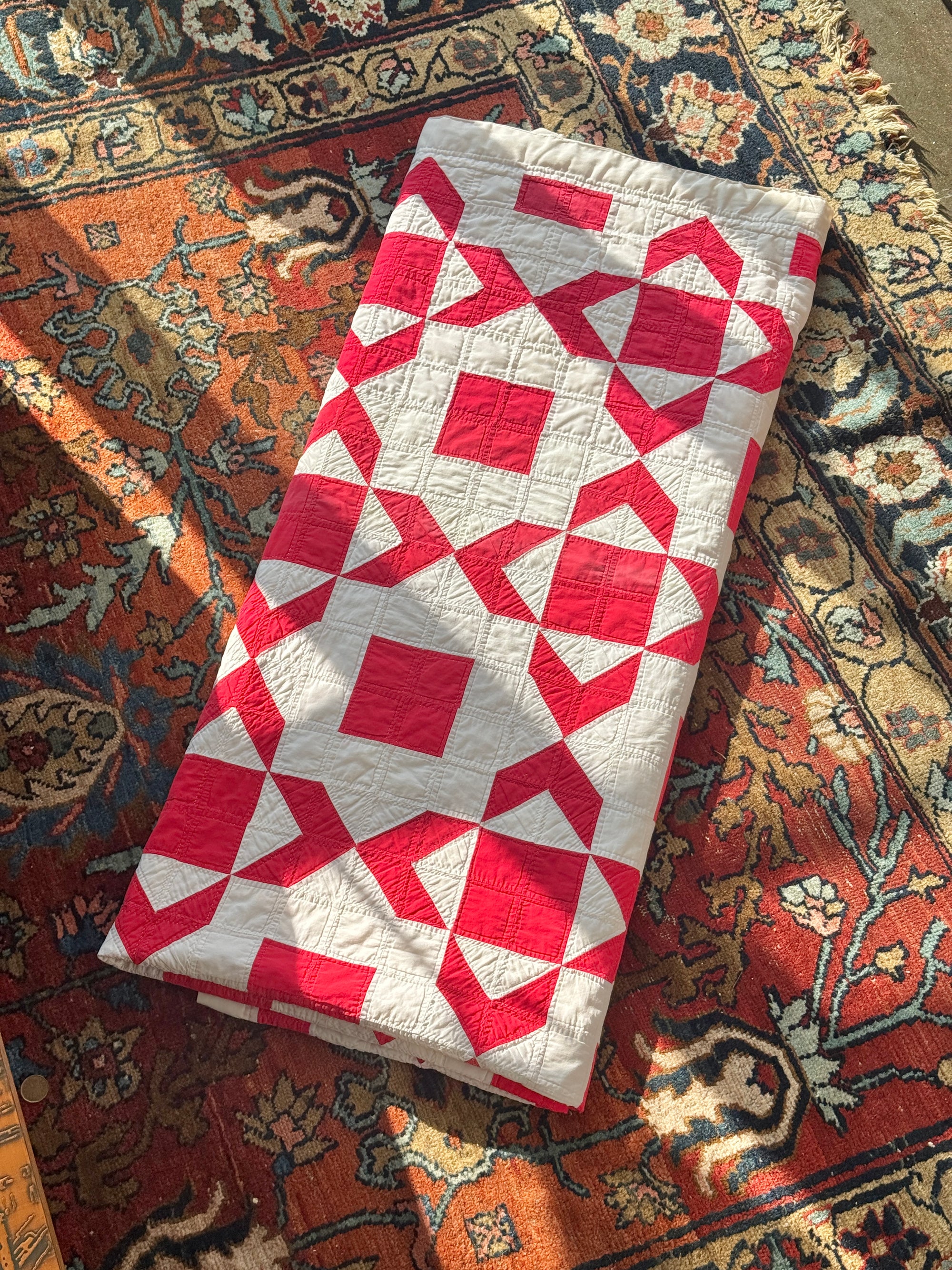 Cotton Hand-Stitched Quilt Early 20th Century
