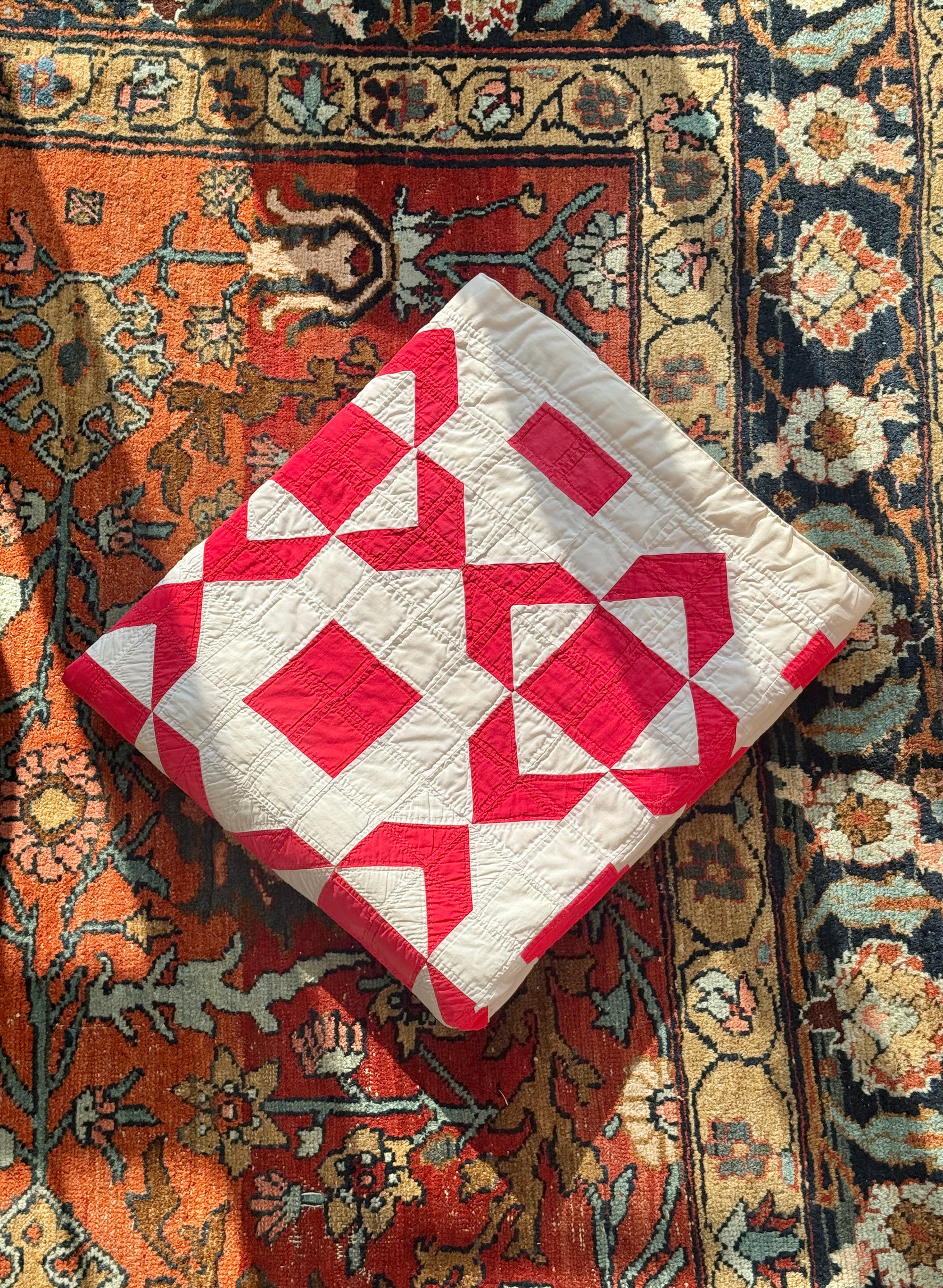 Cotton Hand-Stitched Quilt Early 20th Century
