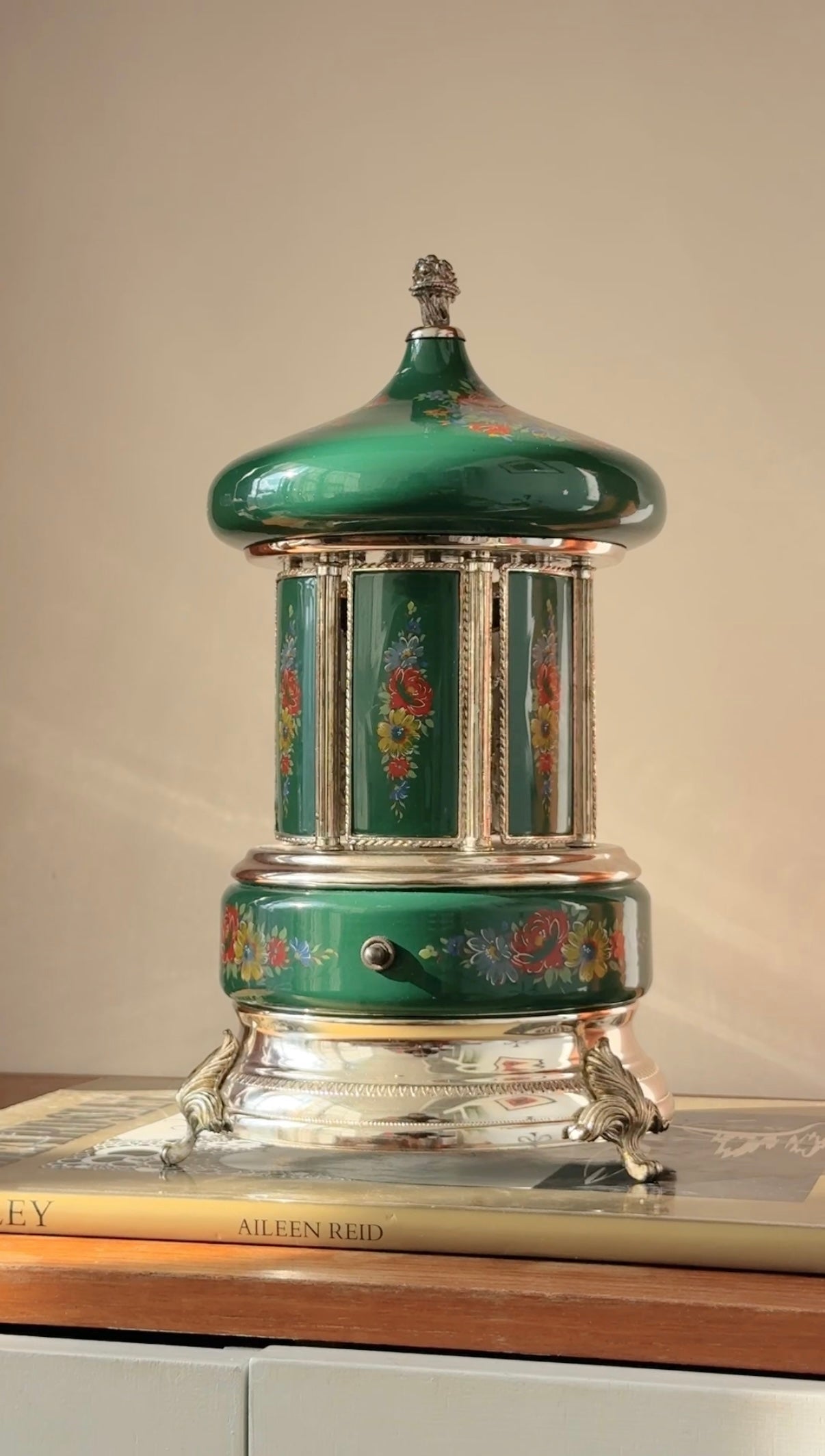 Carousel Lipstick Cigarette Dispenser Music Box by Reuge c.1960