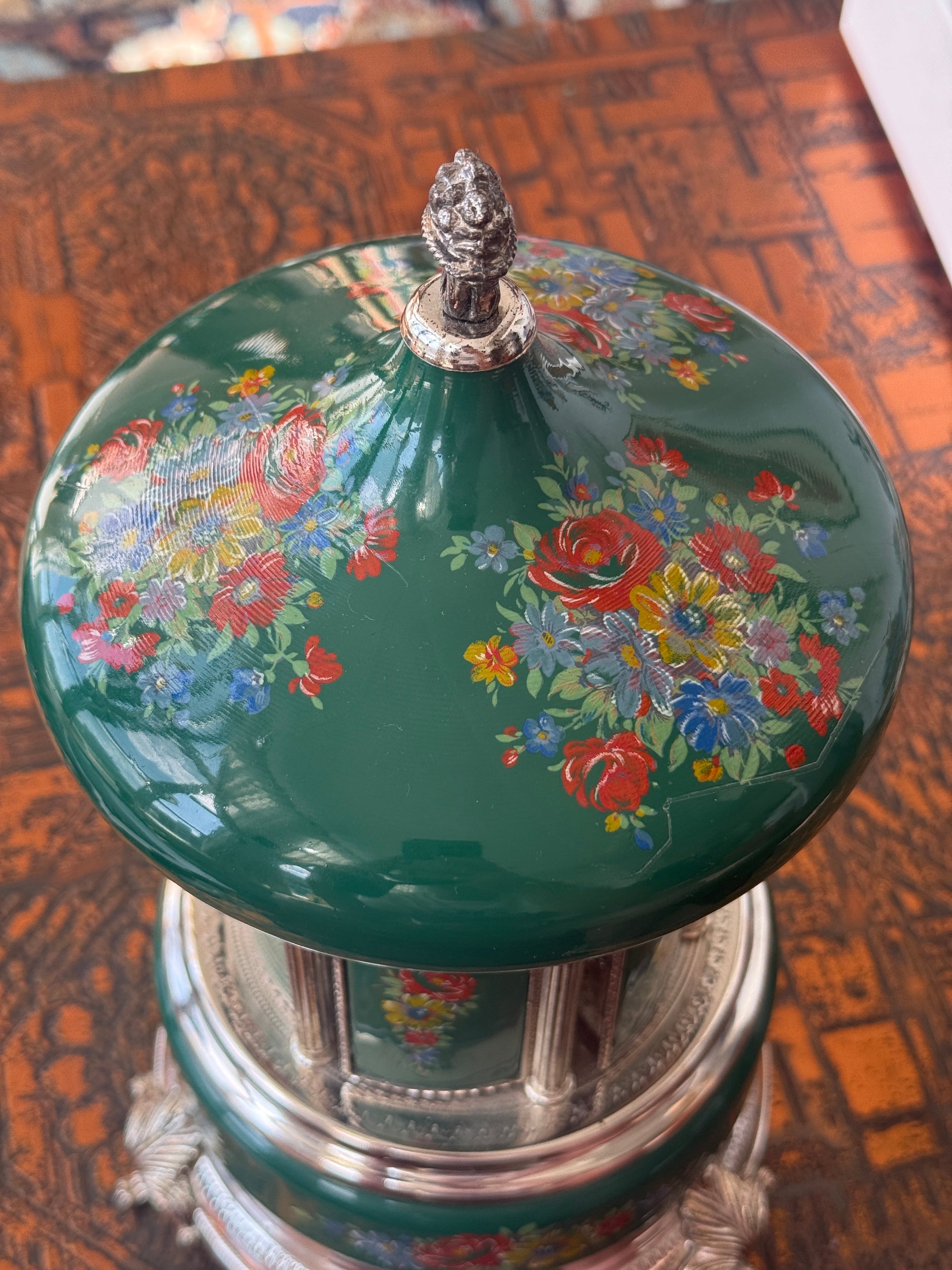 Carousel Lipstick Cigarette Dispenser Music Box by Reuge c.1960