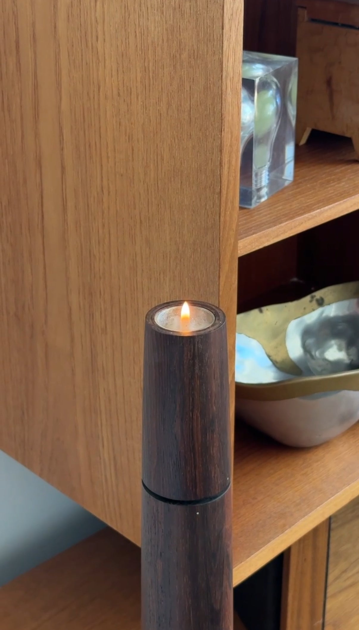 Rosewood Ronson Varaflame Butane Candle by Ronson c.1960