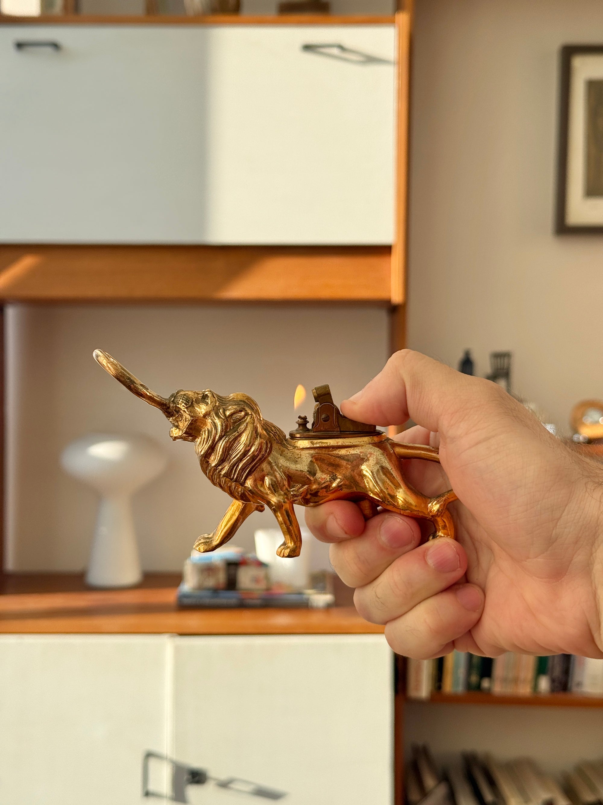 Brass Lion Lighter Bottle Opener c.1960