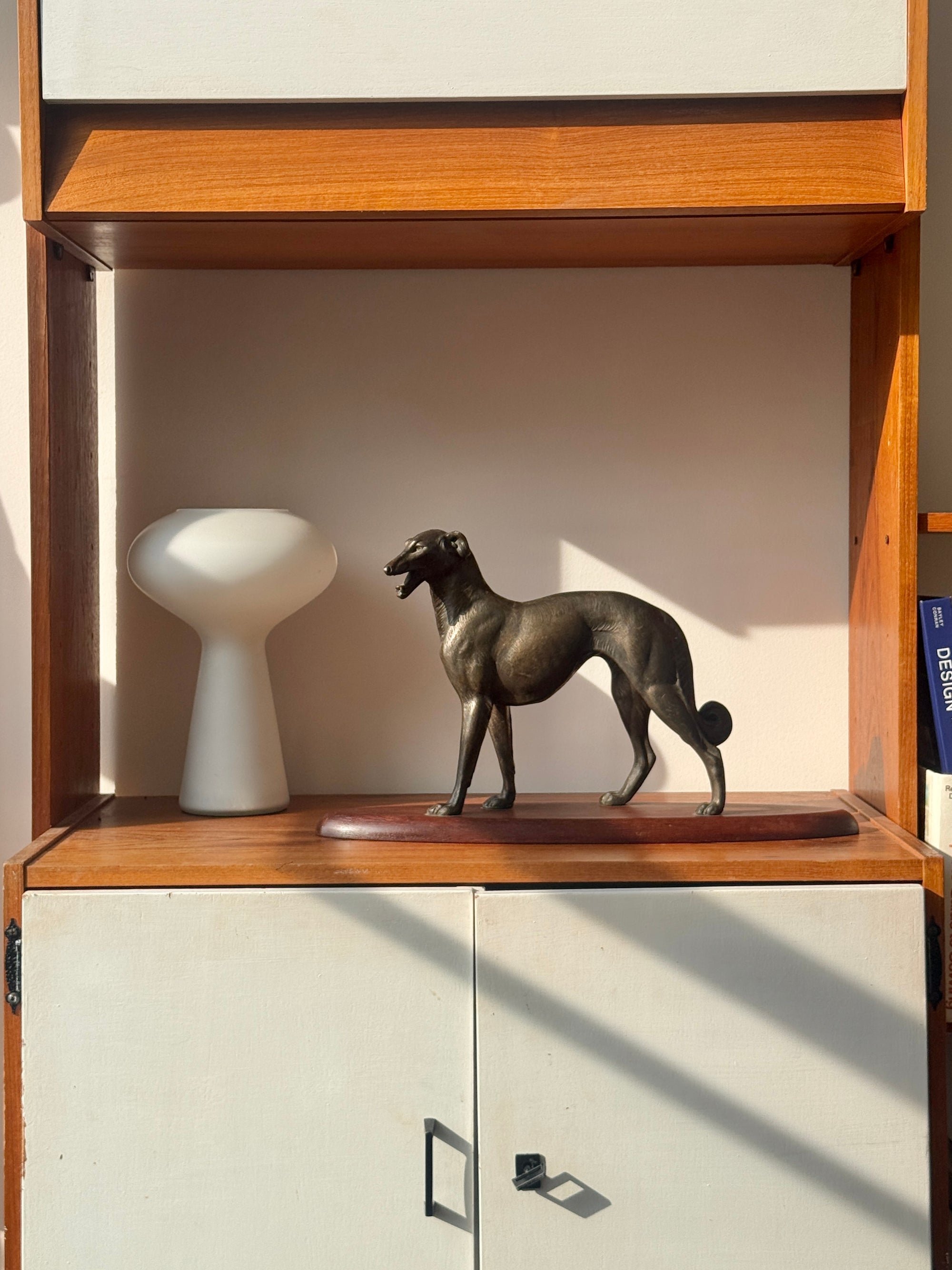 Large Bronze Borzoi Sculpture on Rosewood Base c.1940
