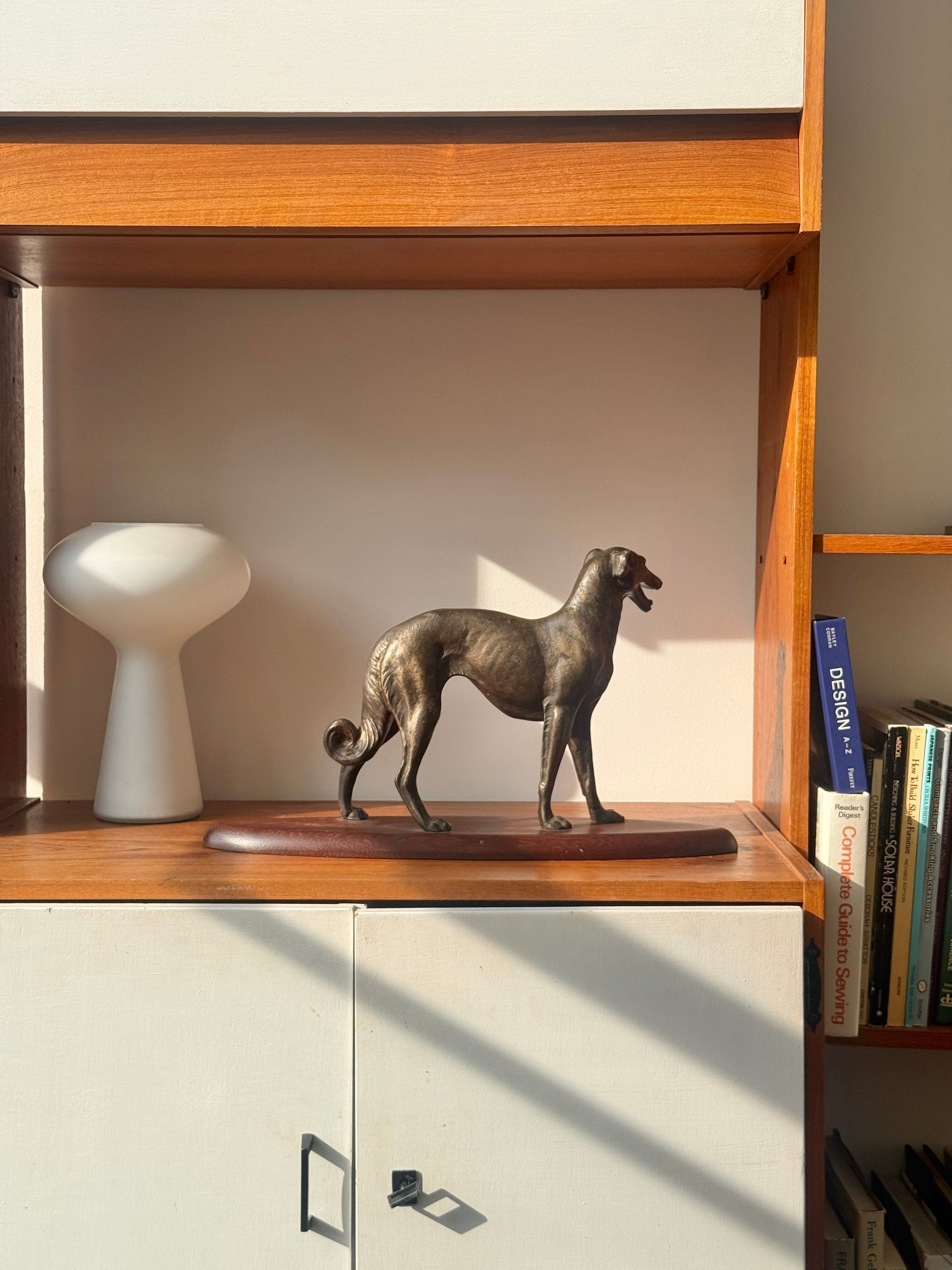 Large Bronze Borzoi Sculpture on Rosewood Base c.1940