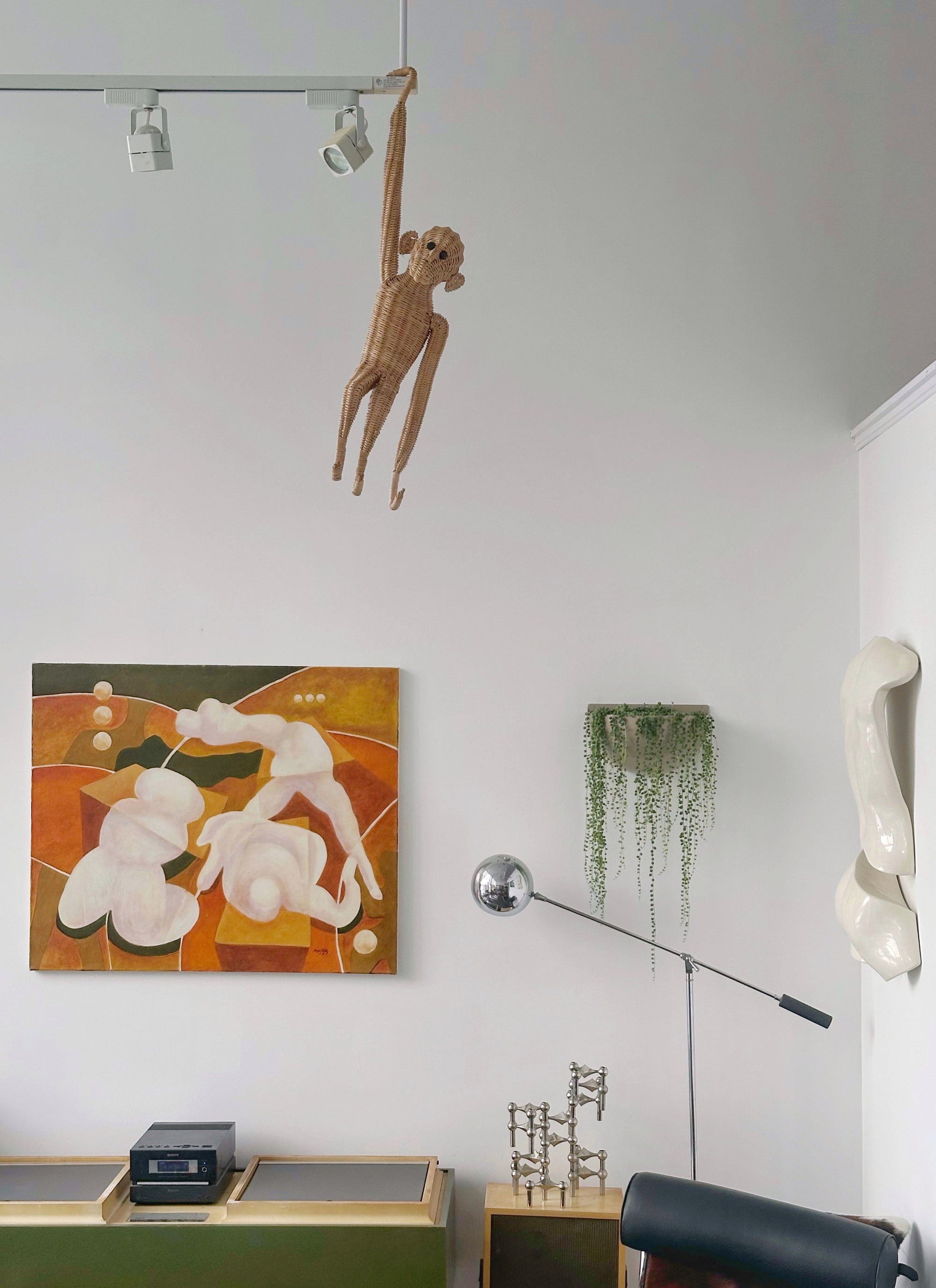 Rattan Hanging Monkey c.1960