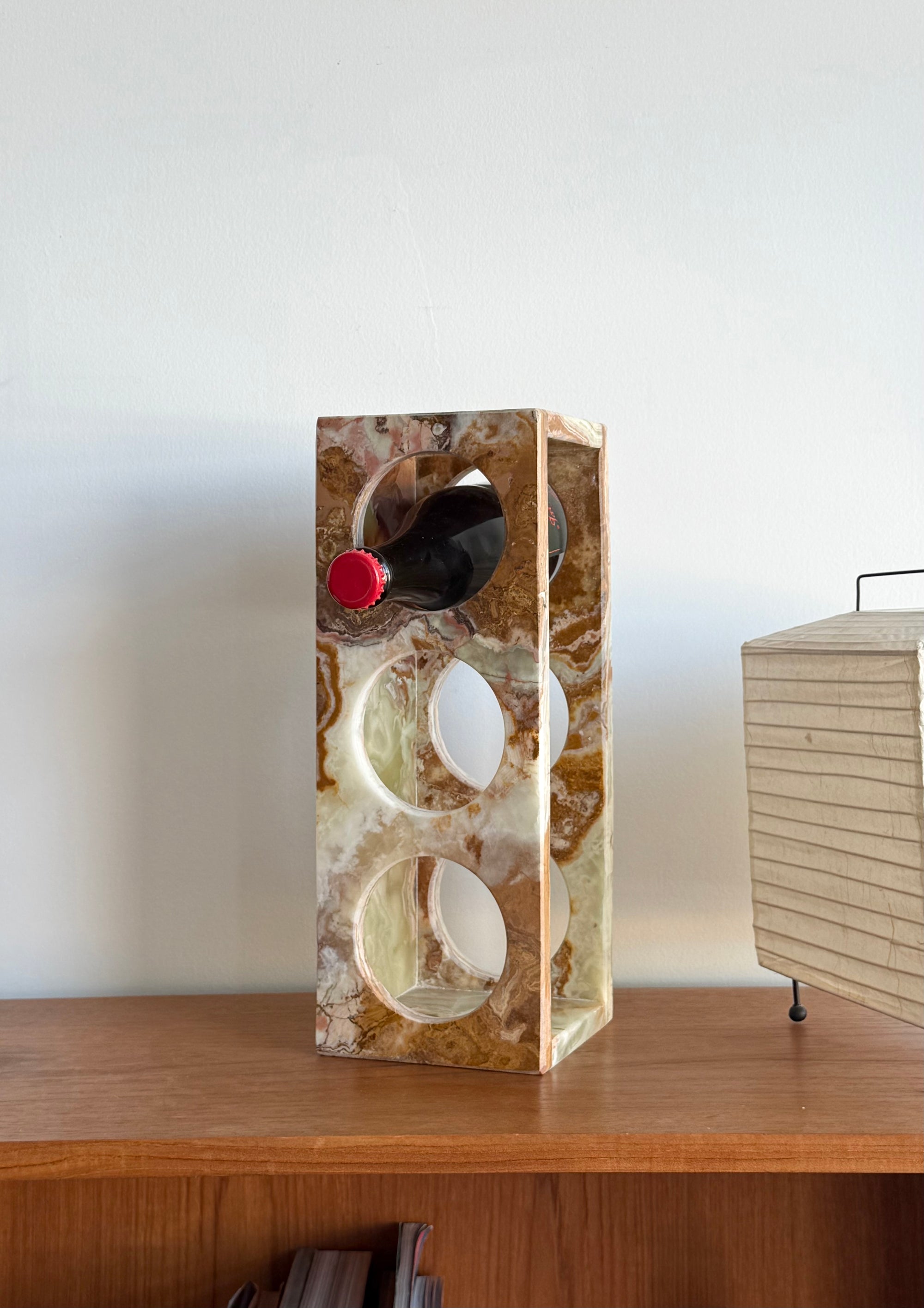 Banded Calcite Solid Stone Wine Rack