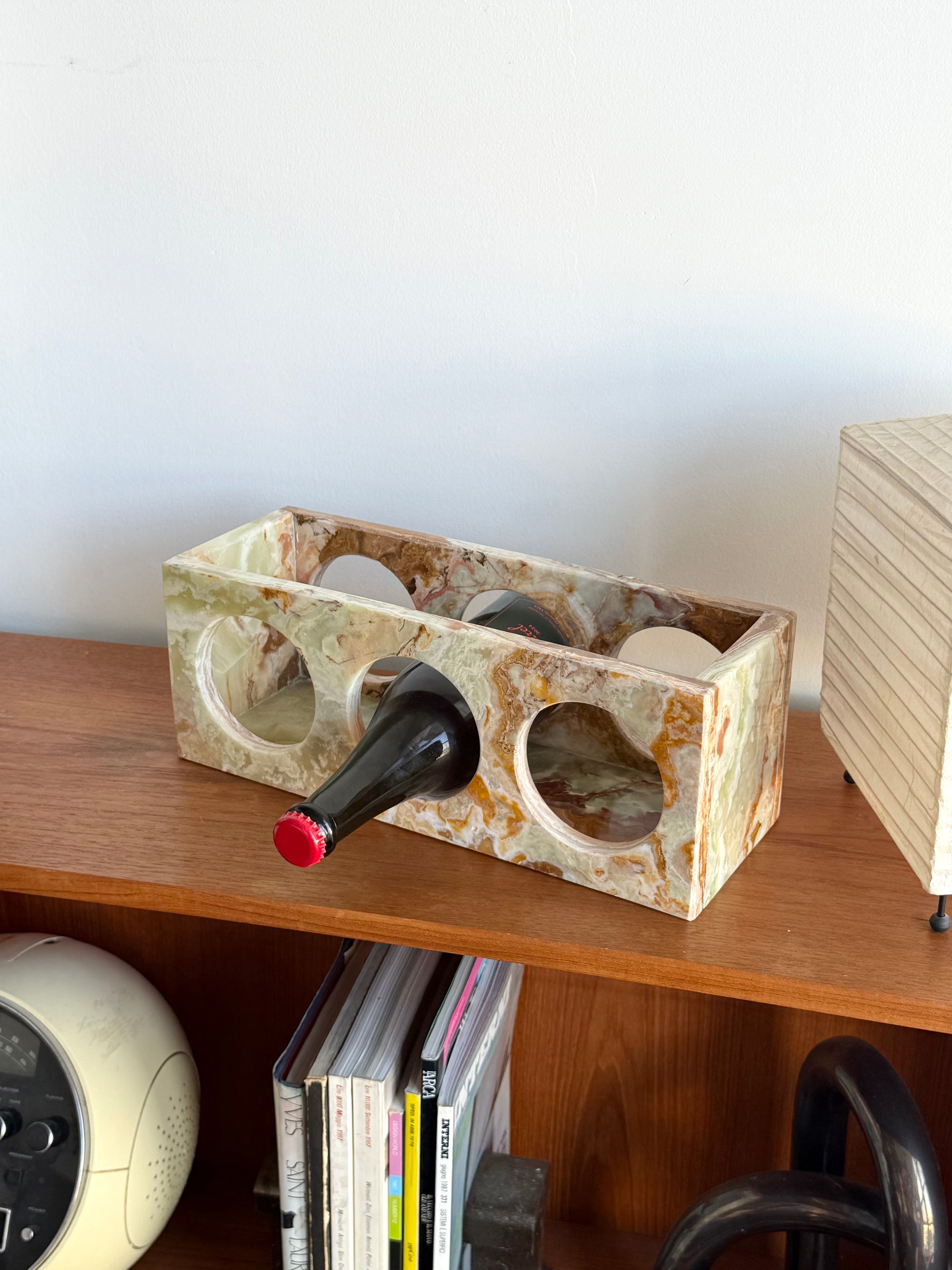 Banded Calcite Solid Stone Wine Rack