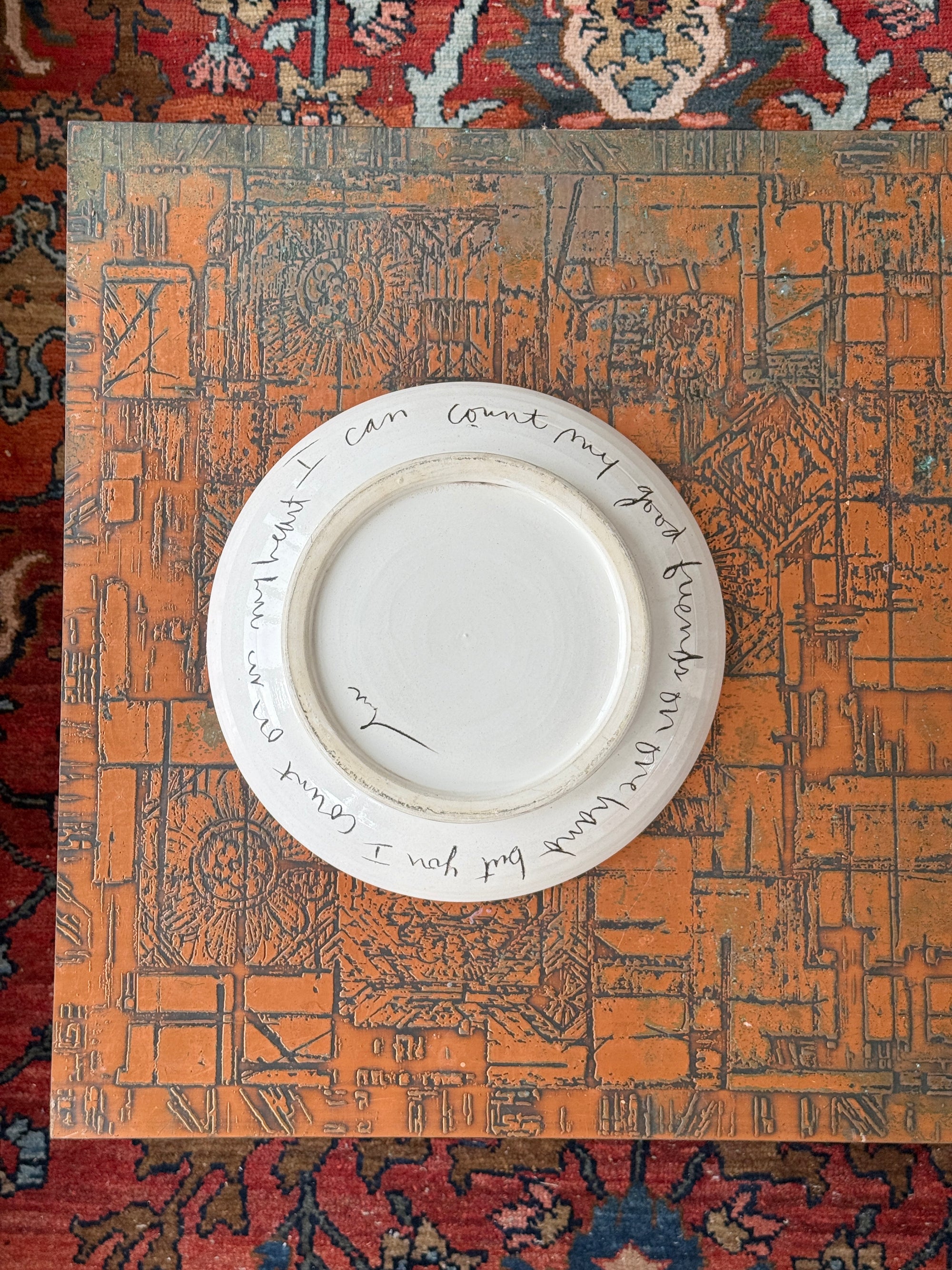 Hand Painted 12.5 inch Bowl by Sandra Magsamen c.1980