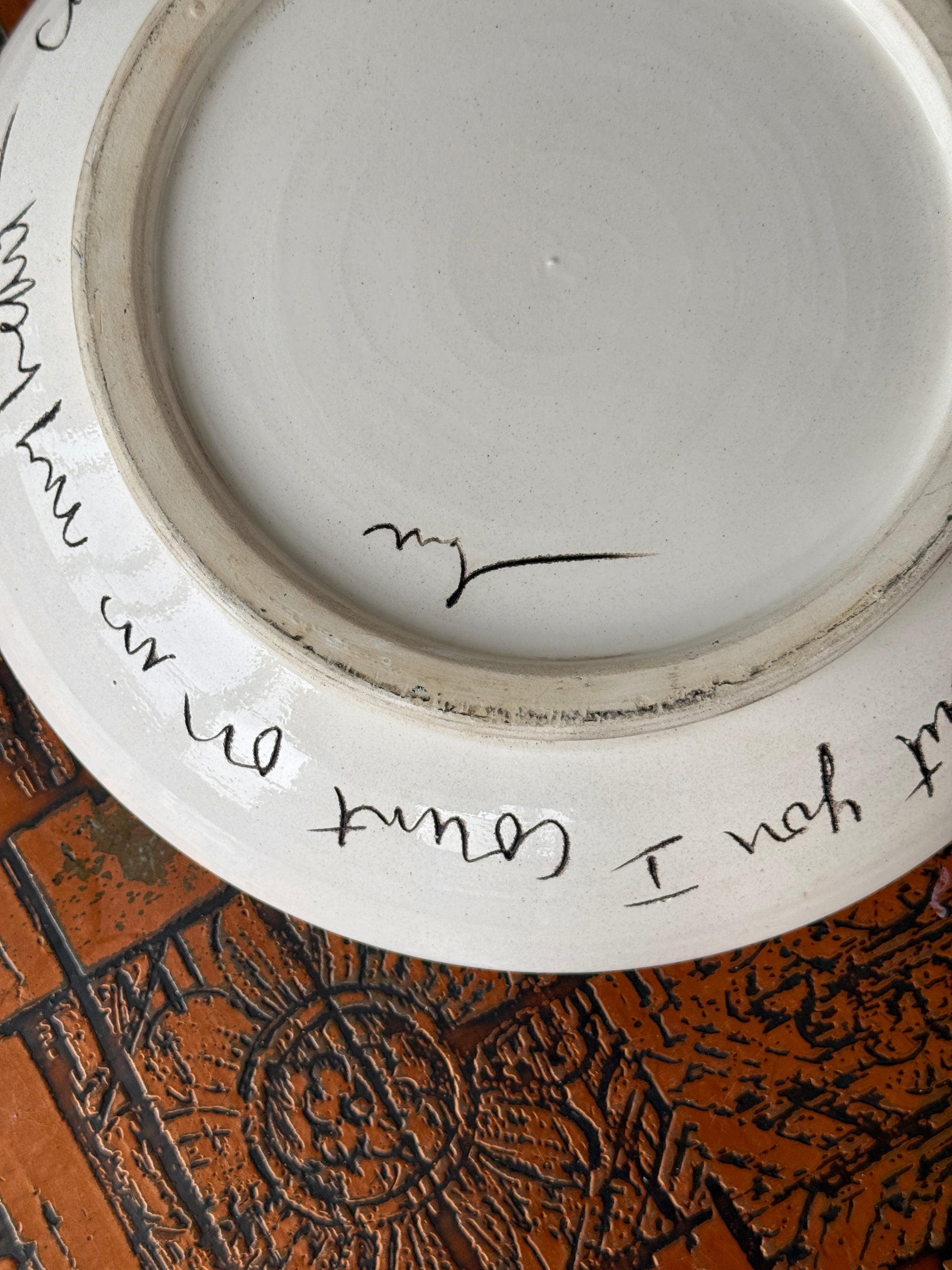 Hand Painted 12.5 inch Bowl by Sandra Magsamen c.1980